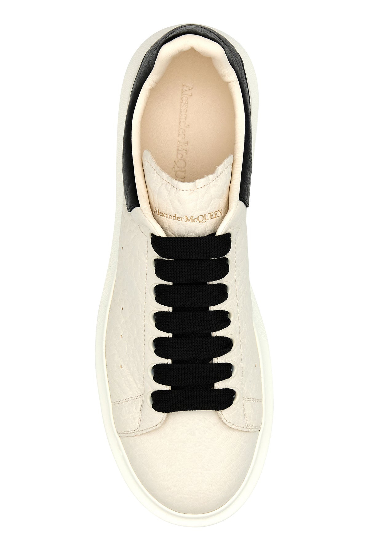 White leather sneakers with black leather heel - 4