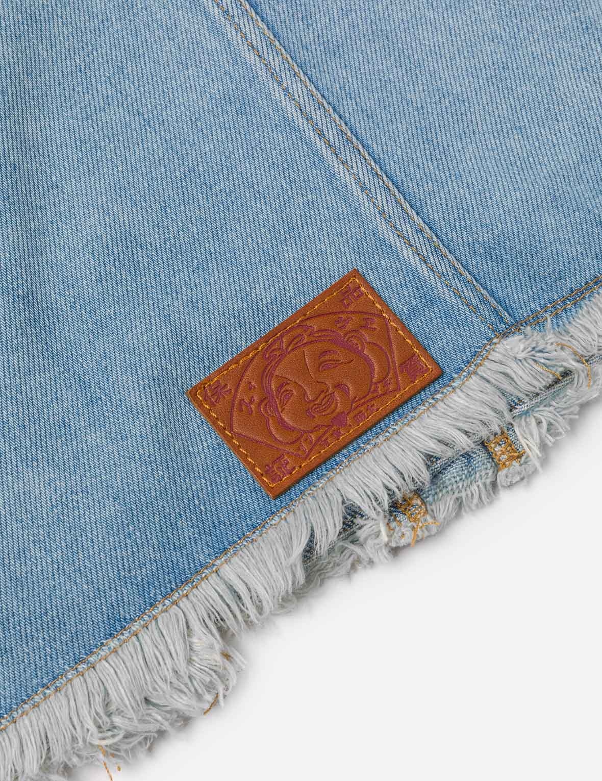 Deconstructed Logo and Seagull Embroidery Oversized Denim Jacket - 10