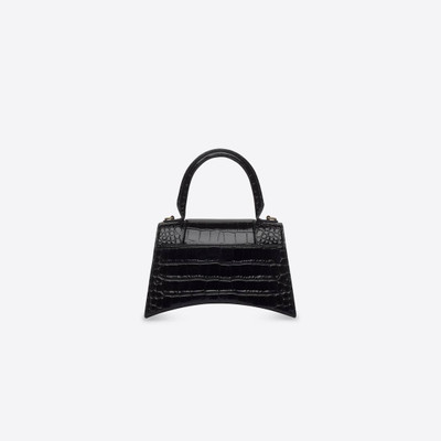 BALENCIAGA Women's Hourglass Small Handbag Crocodile Embossed in Black outlook