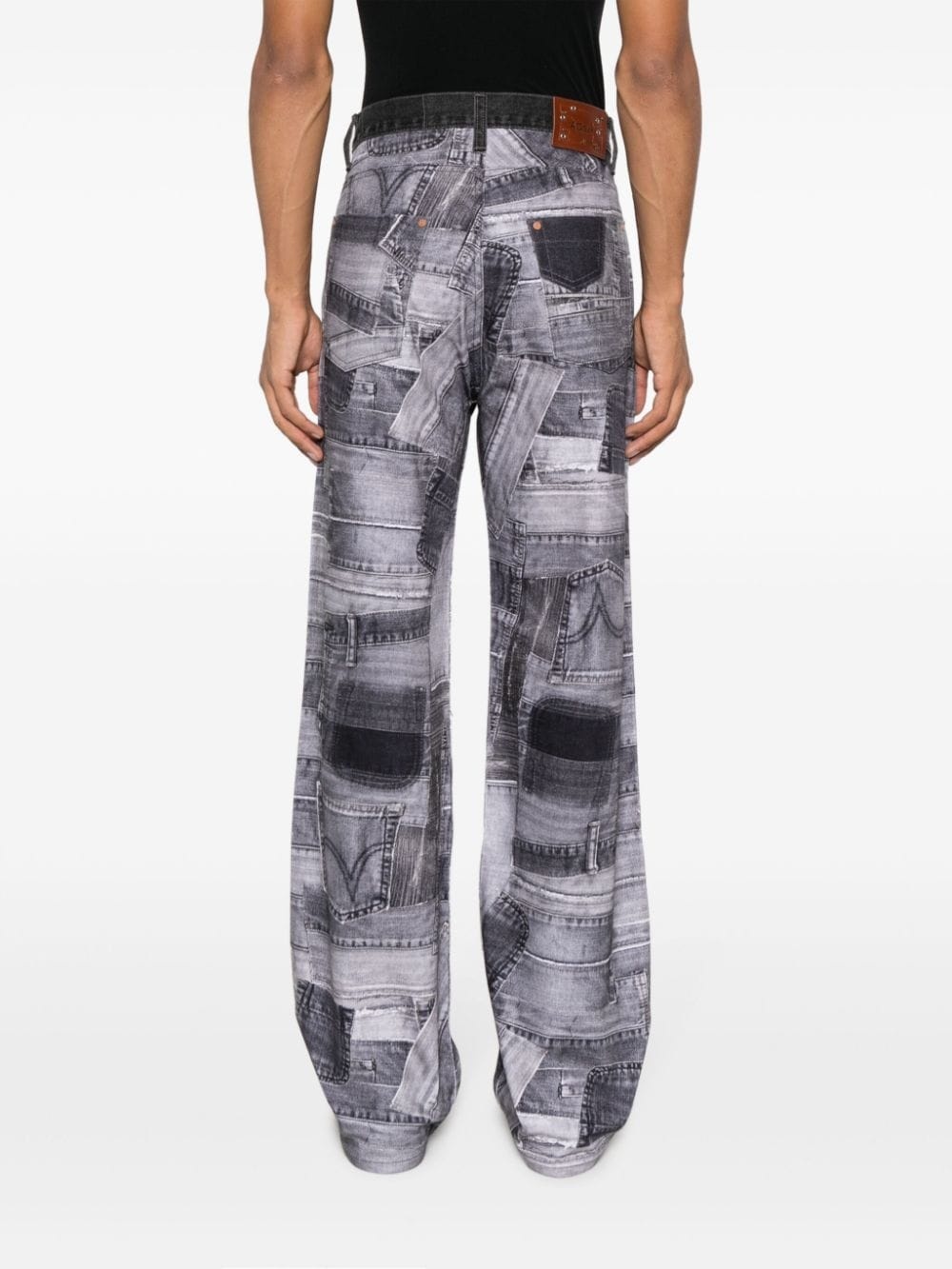 patchwork wide-leg jeans - 4