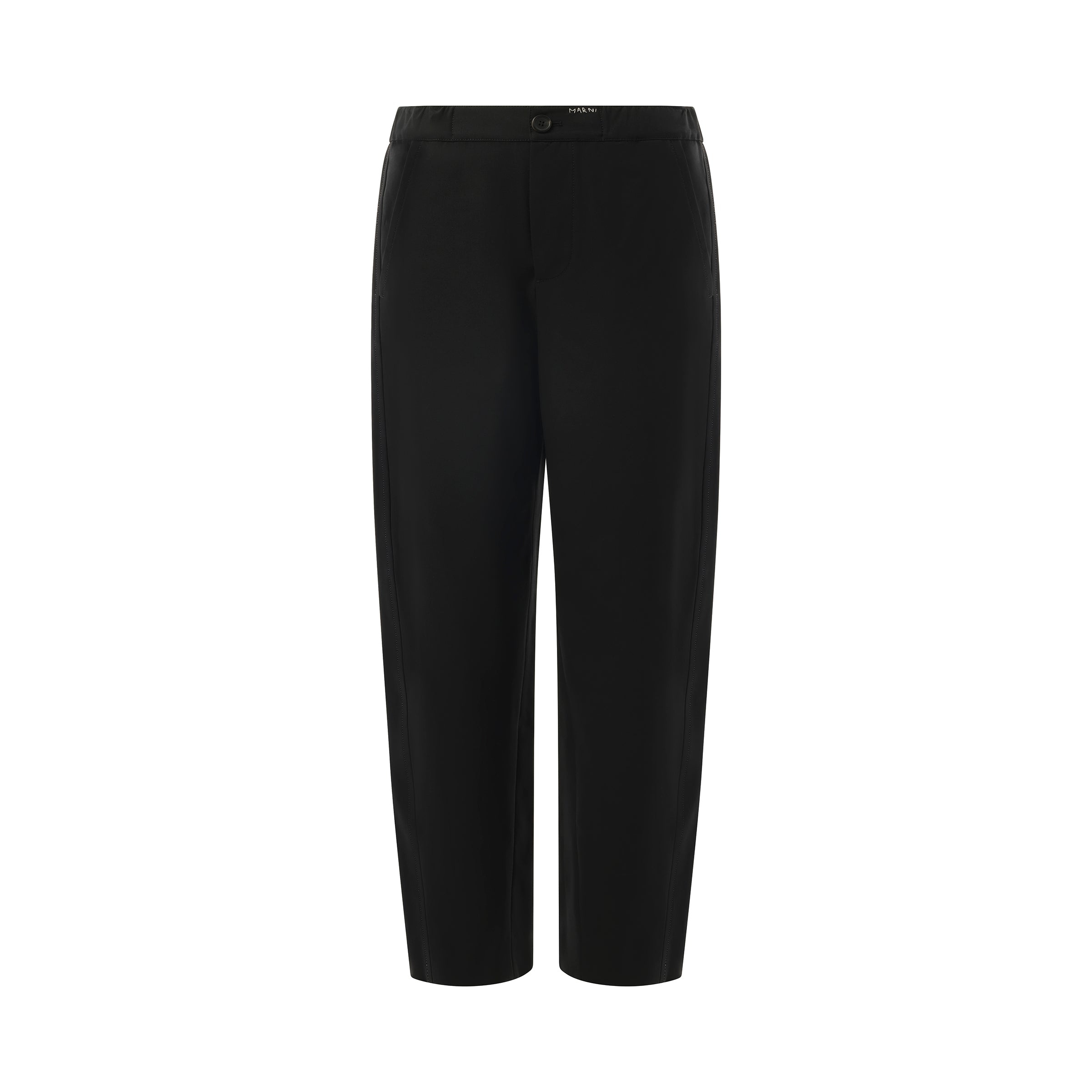 Straight Fit Light Wool Trouser in Black - 2