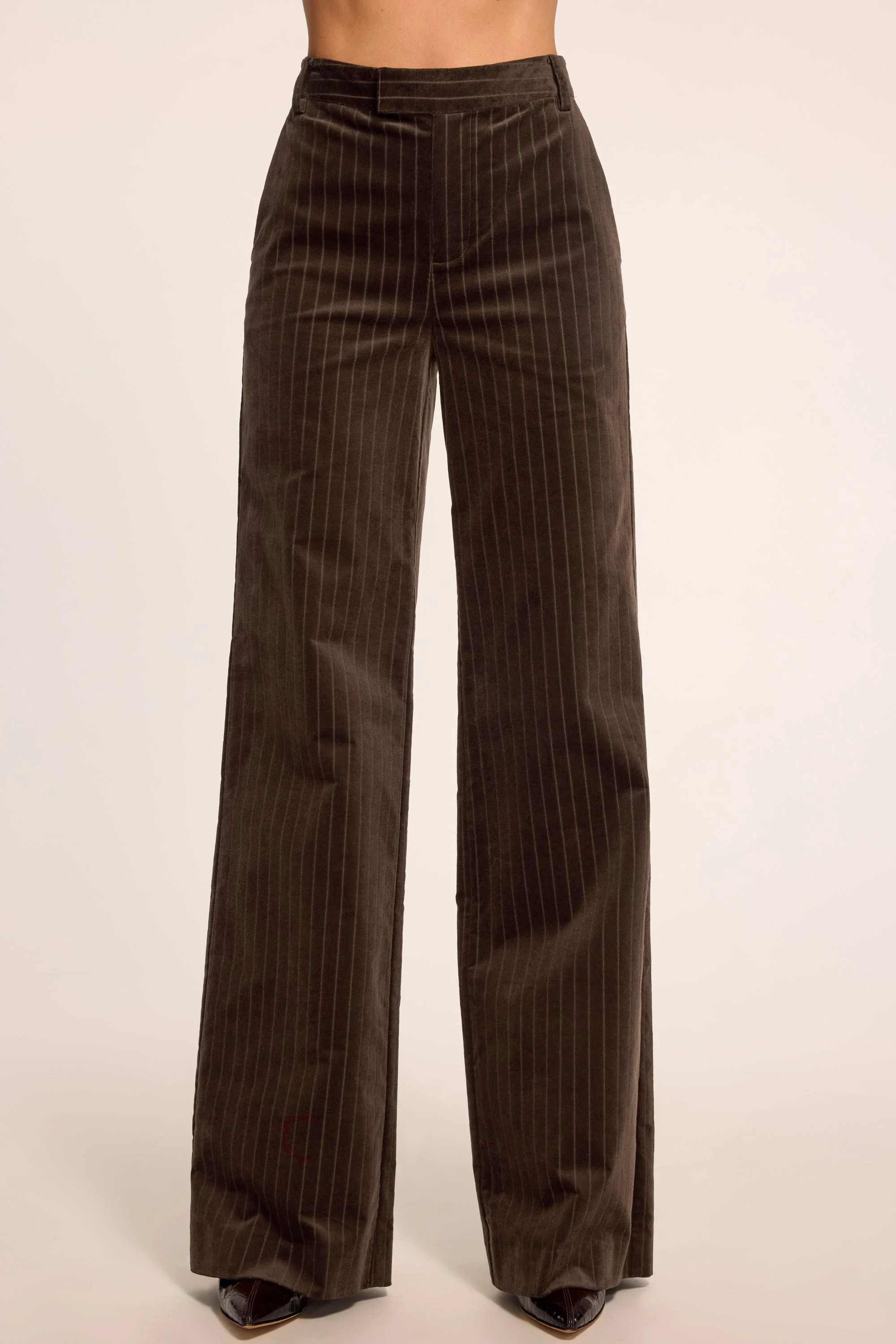 Phoebe Pinstripe Velvet Wide Leg Pant - 1