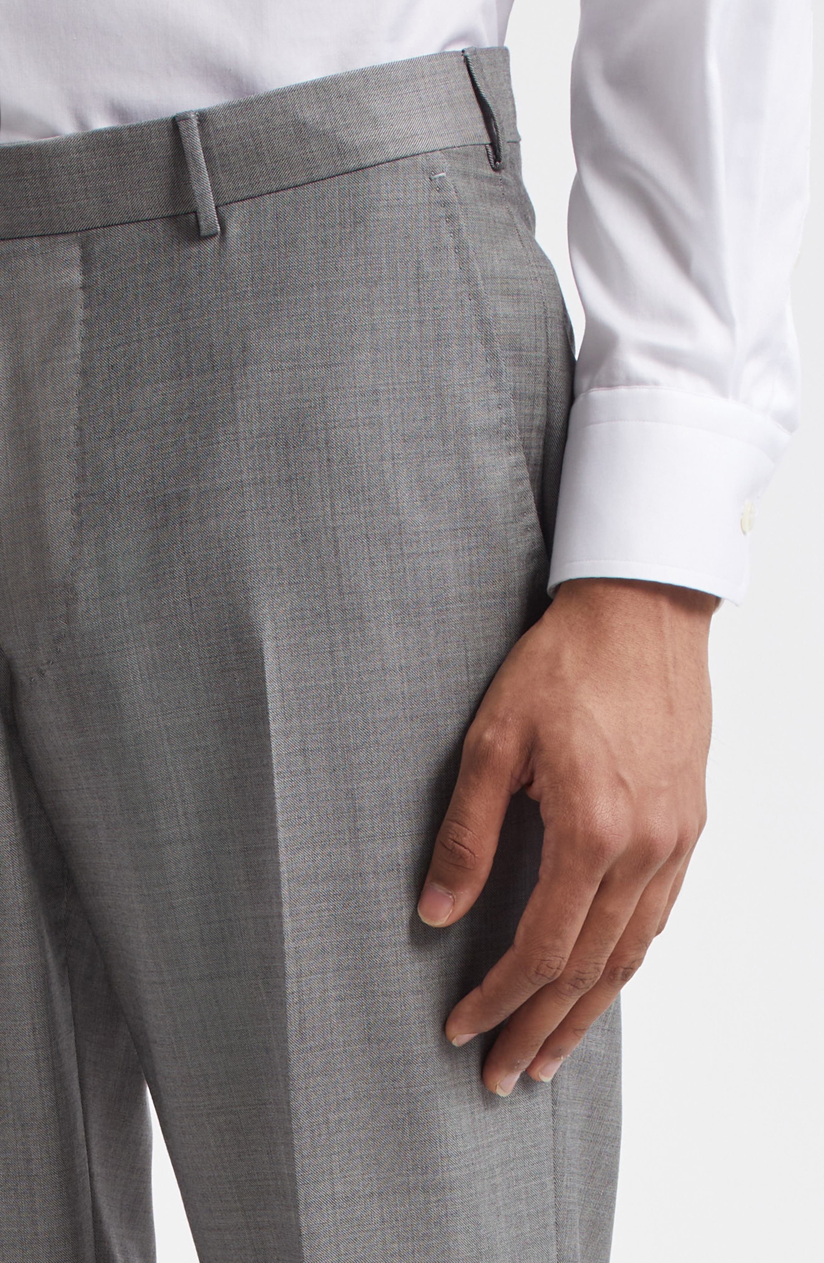 ZEGNA Mélange Wool Pants in Md Gry Sld at Nordstrom - 4