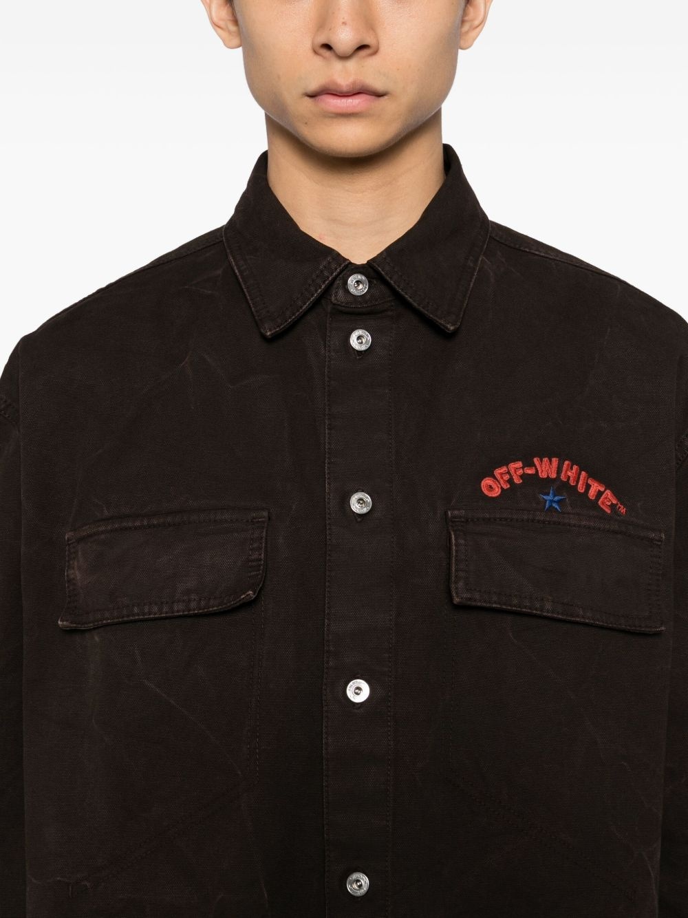 embroidered-print shirt - 5