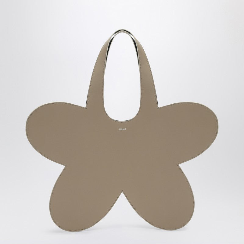 FLOWER BEIGE LEATHER TOTE BAG - 1