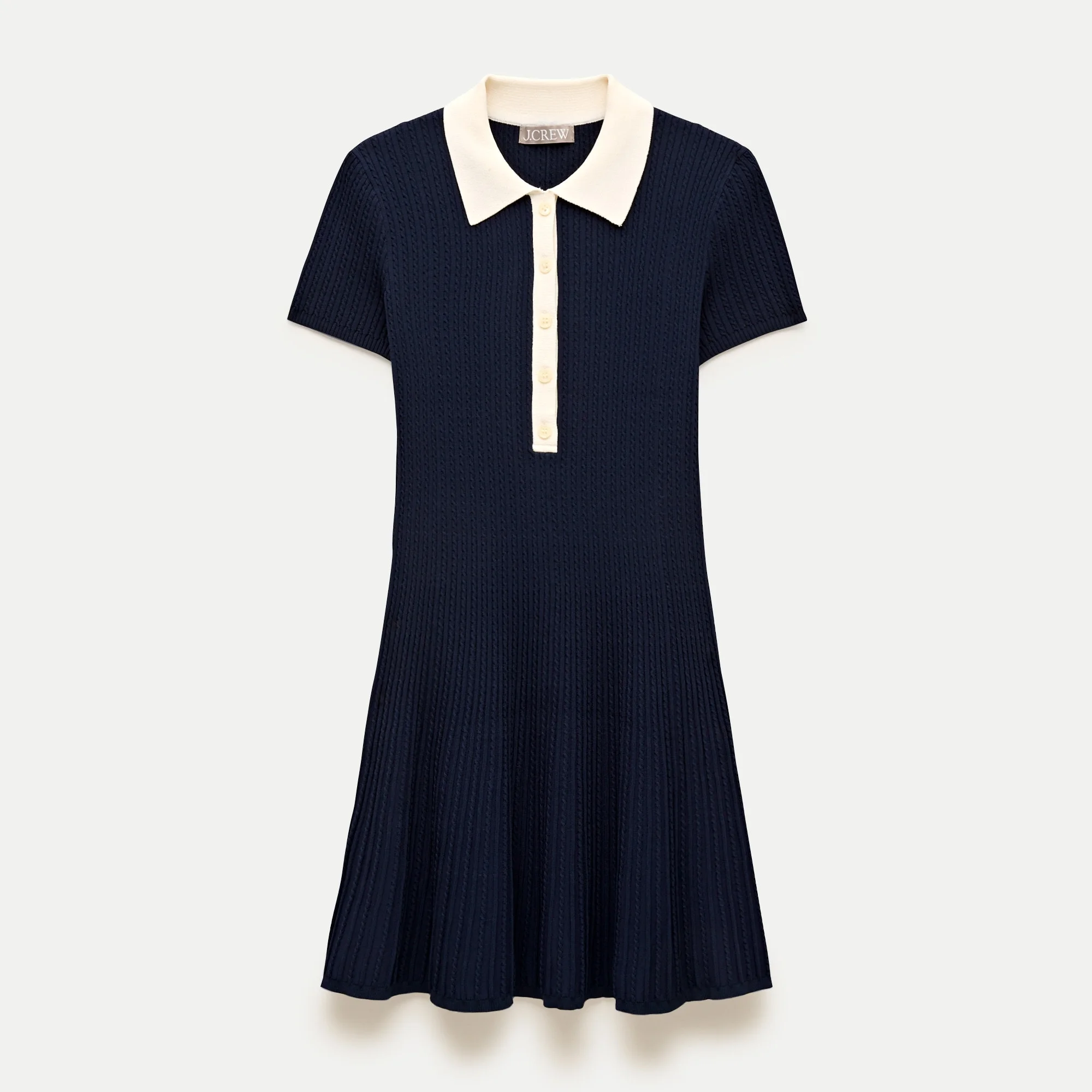 Cable-knit sweater-polo dress - 1