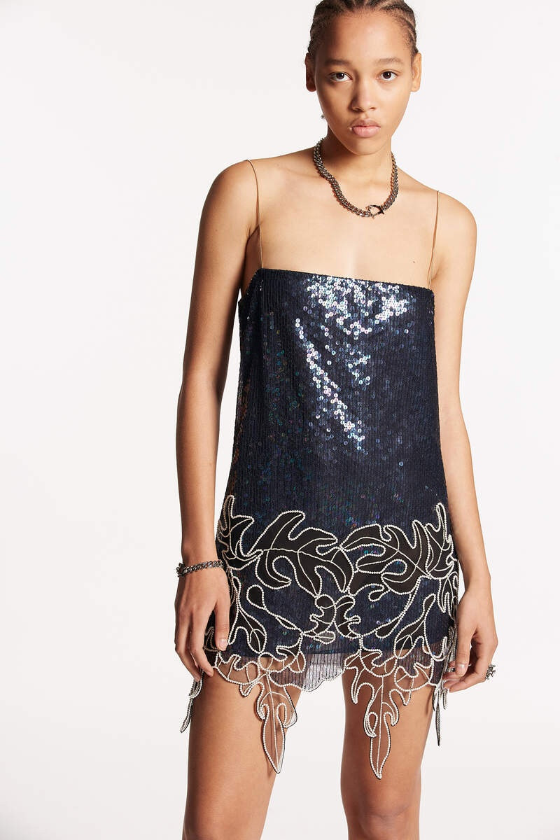 DSQUARED2 PEARLS FLOWERS TRIM DRESS outlook