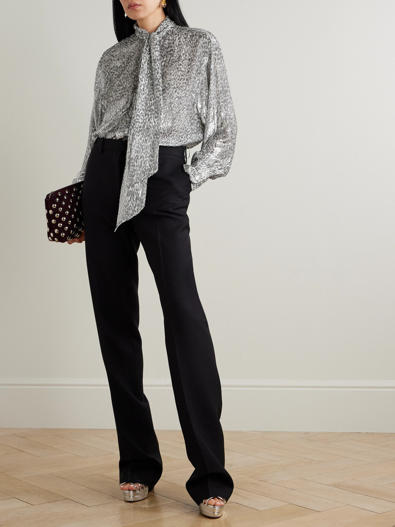 Stella McCartney Tie-neck Metallic Fil Coupé Blouse outlook