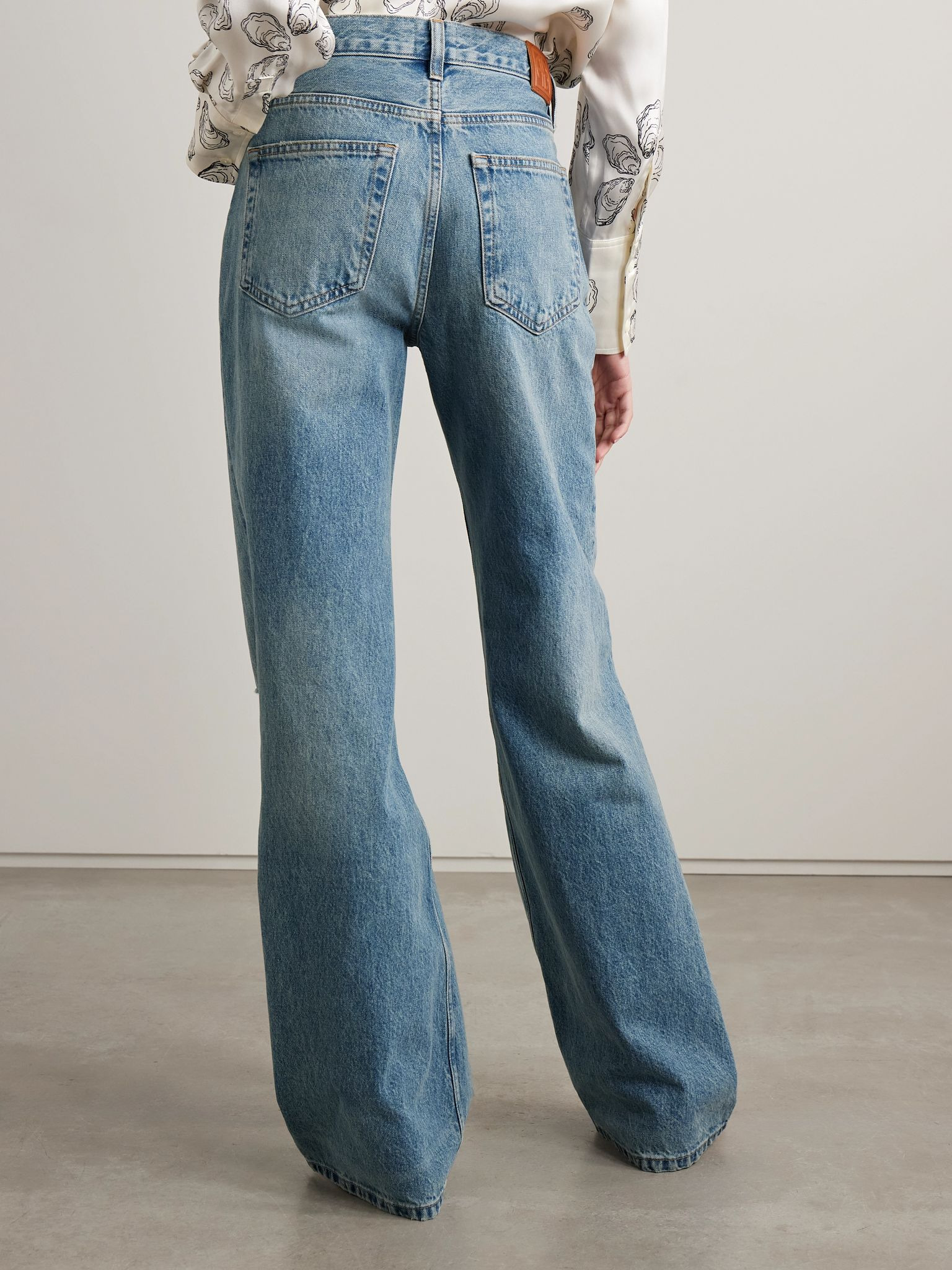 Hugh distressed high-rise wide-leg jeans Mid denim - 4