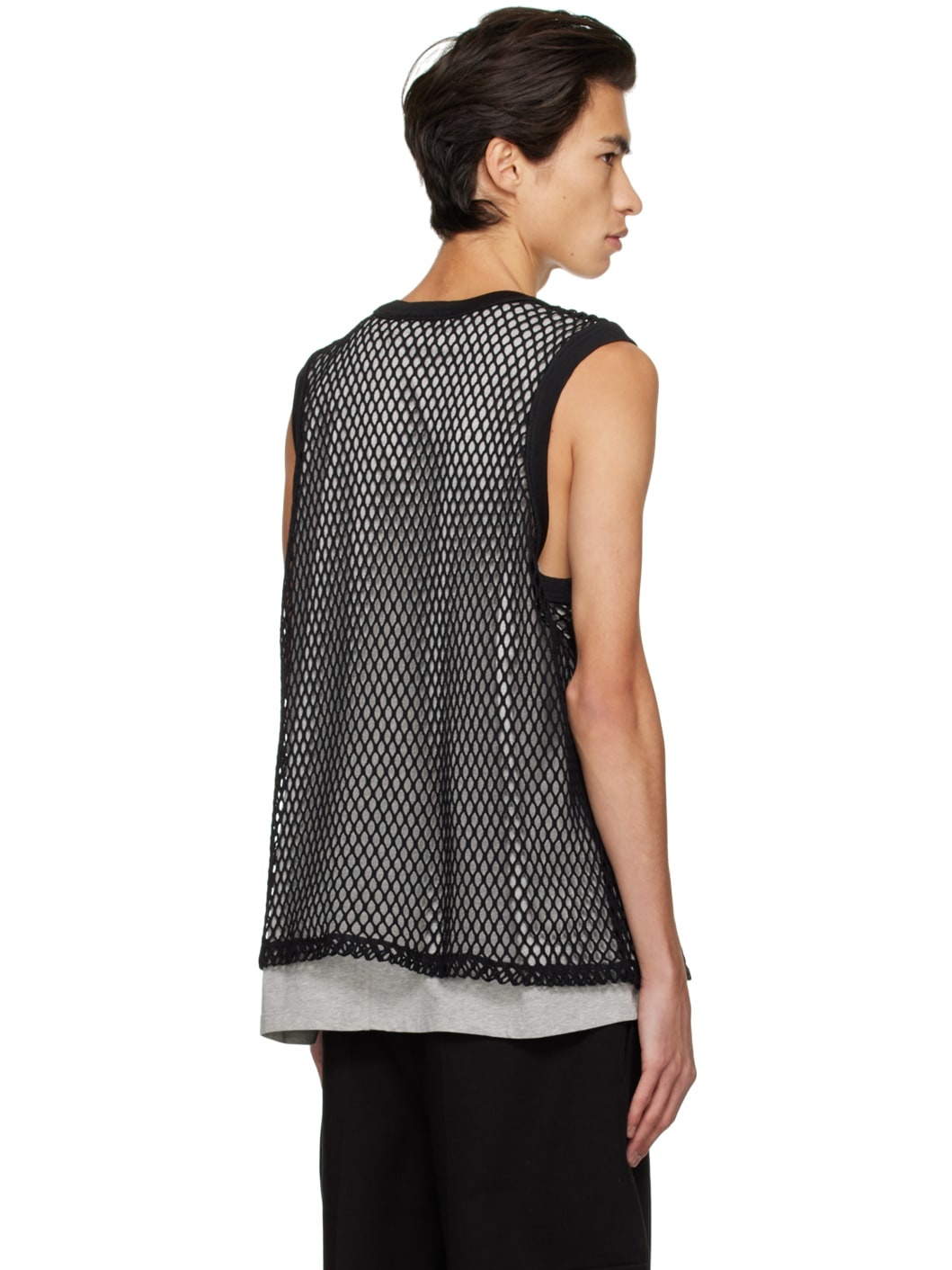 Black & Gray Honeycomb Tank Top Set - 3