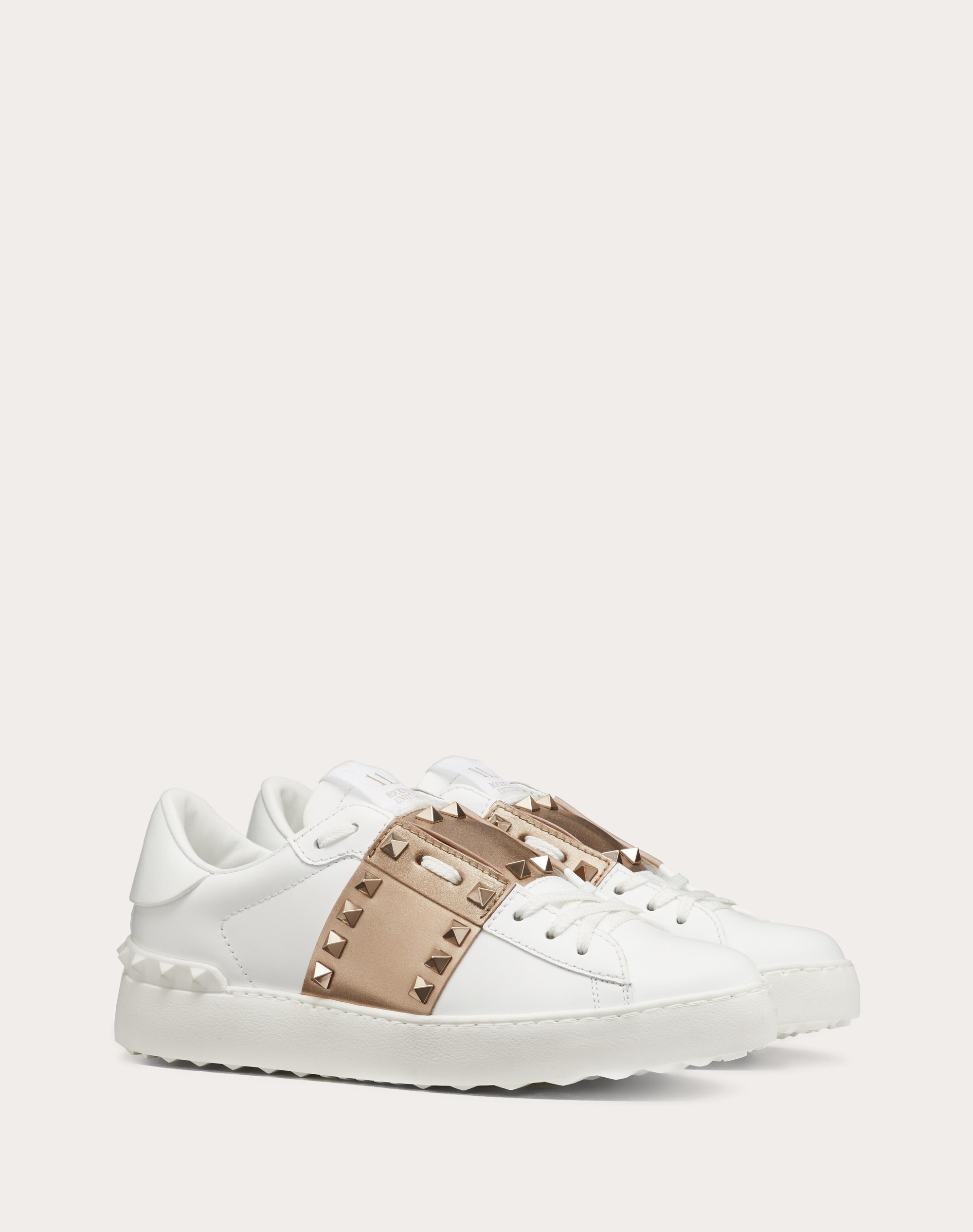 ROCKSTUD UNTITLED SNEAKER IN CALFSKIN LEATHER WITH METALLIC STRIPE - 2