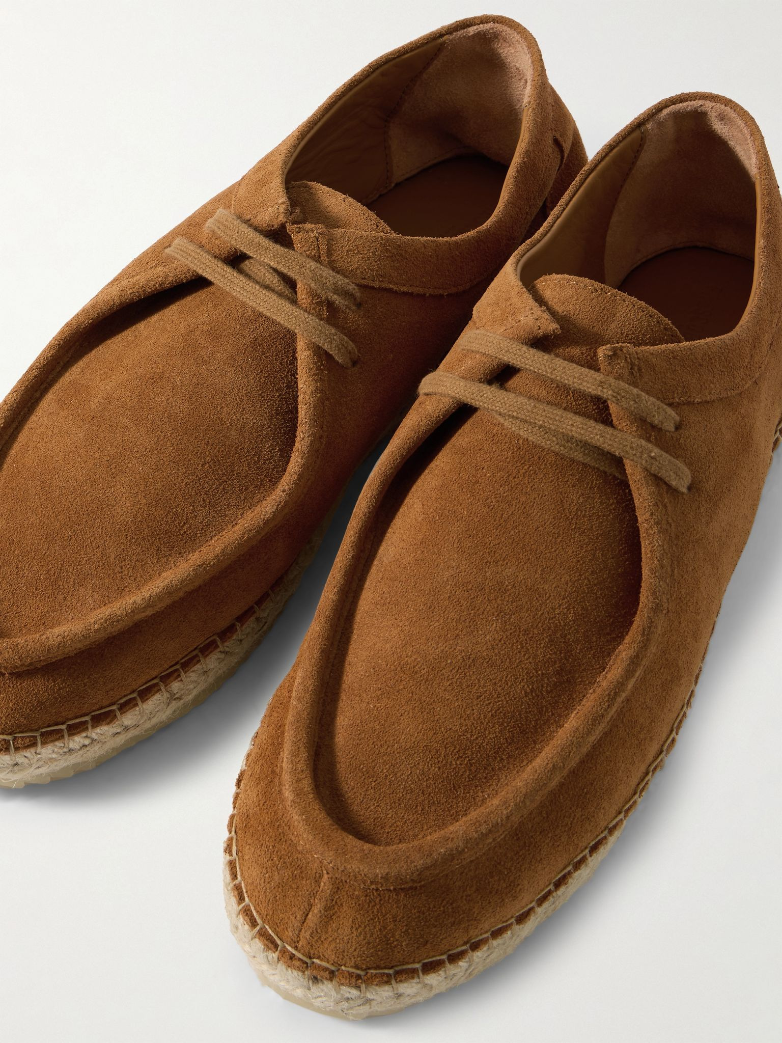Rodolfo Jute-Trimmed Suede Derby Shoes Brown - 5