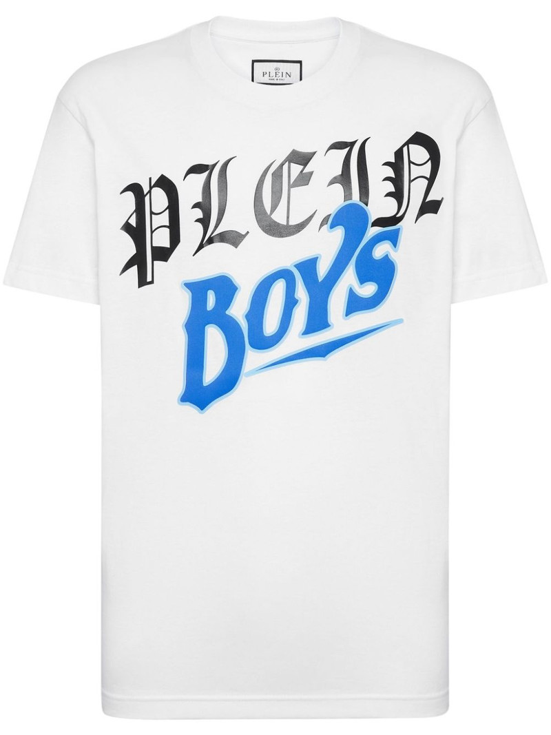 slogan-print cotton T-shirt 1