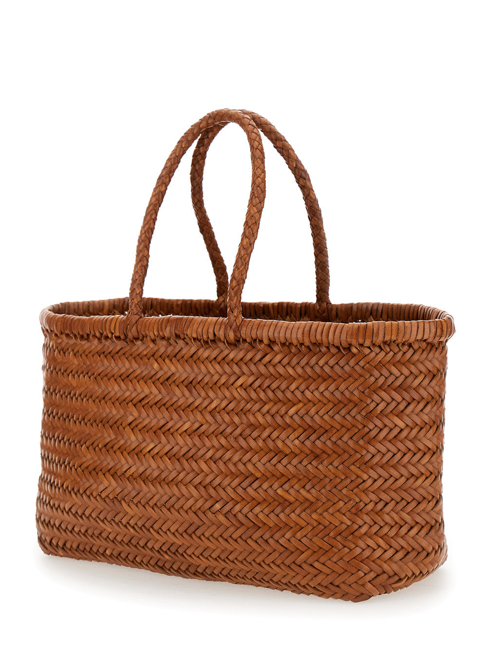 Dragon Diffusion Women 'Bamboo Triple Jump' Light Brown Tote Bag In Woven Leather Woman - 2