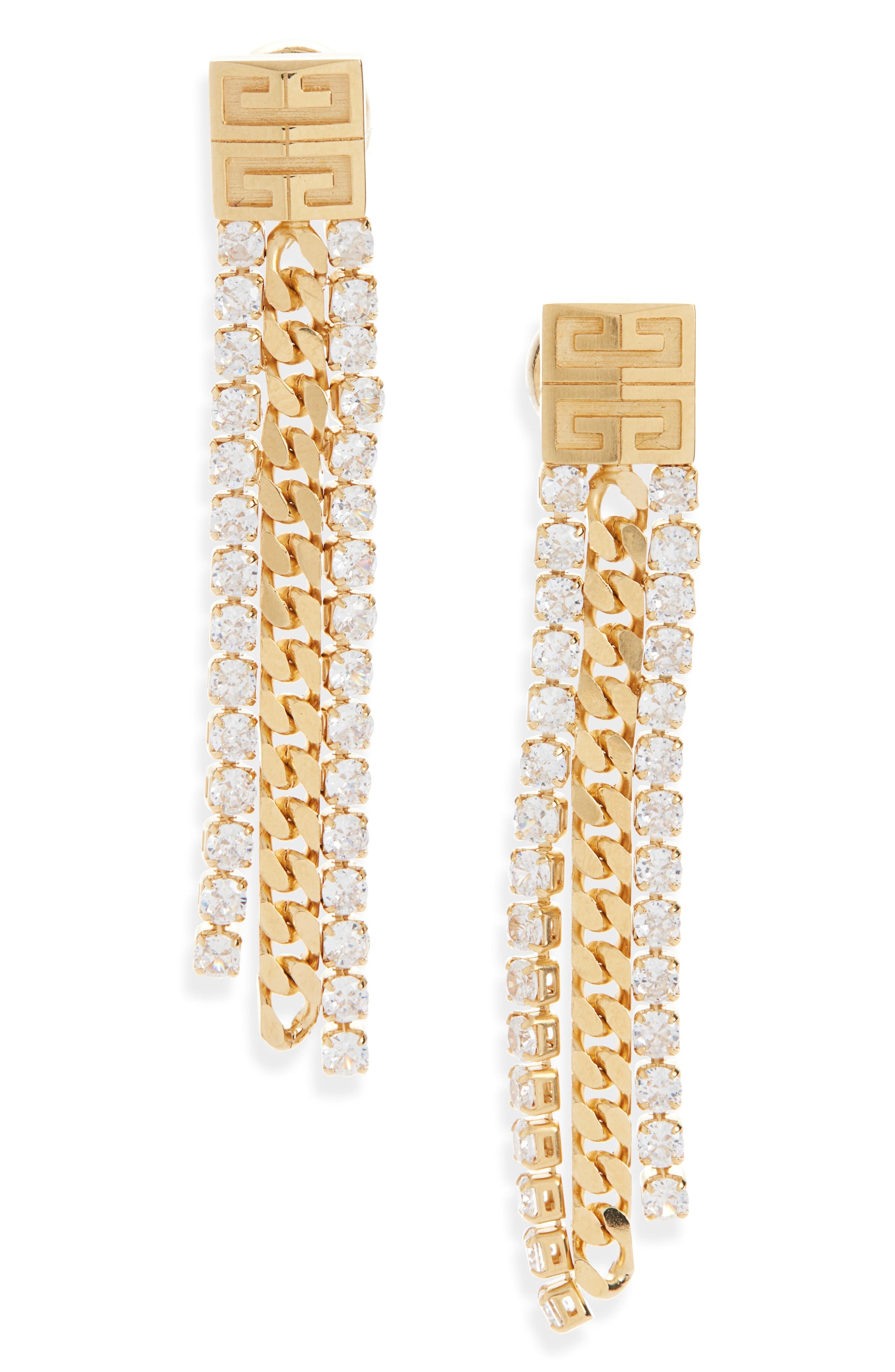 Givenchy 4G Crystal Chain Drop Earrings in Golden Yellow at Nordstrom - 1