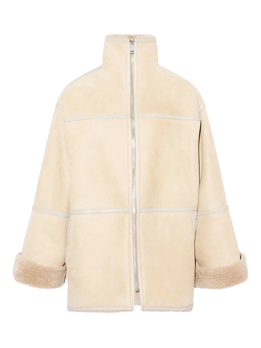 suede-shearling panelled coat - 1
