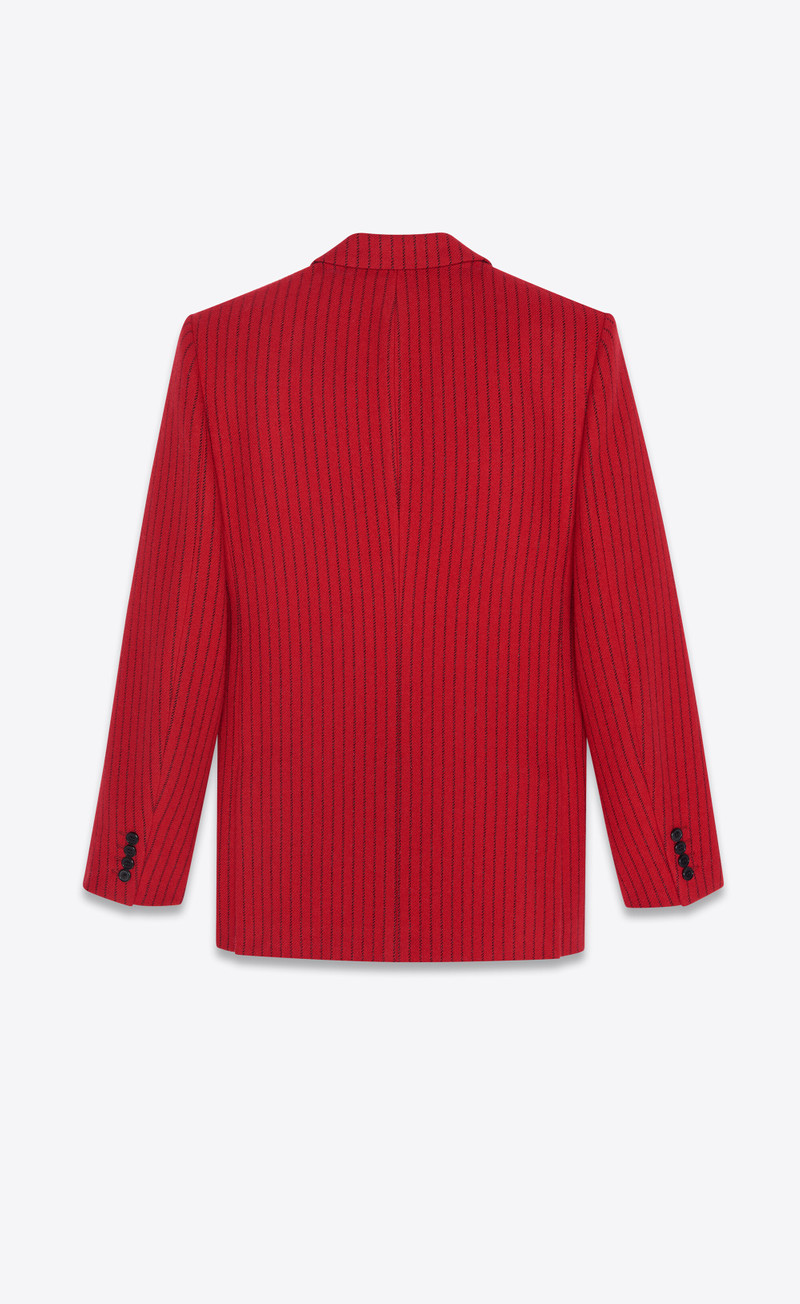 SAINT LAURENT single-breasted jacket in striped wool outlook