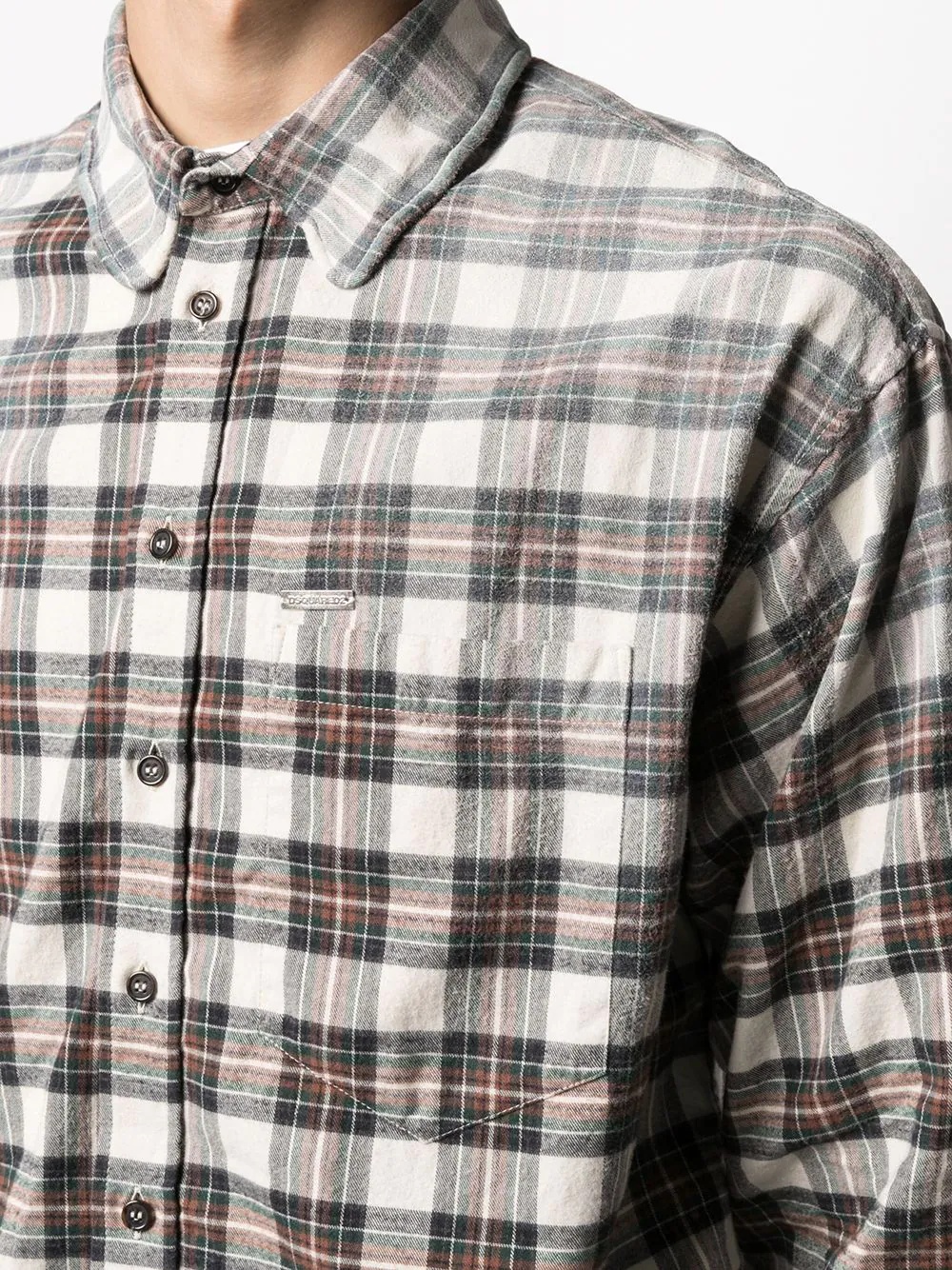 distressed effect flannel shirt - 5