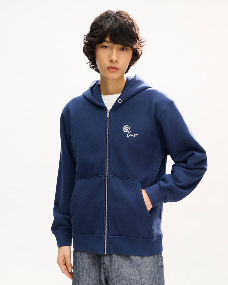 KENZO 'KENZO Tulip' embroidered zip up hoodie in cotton outlook