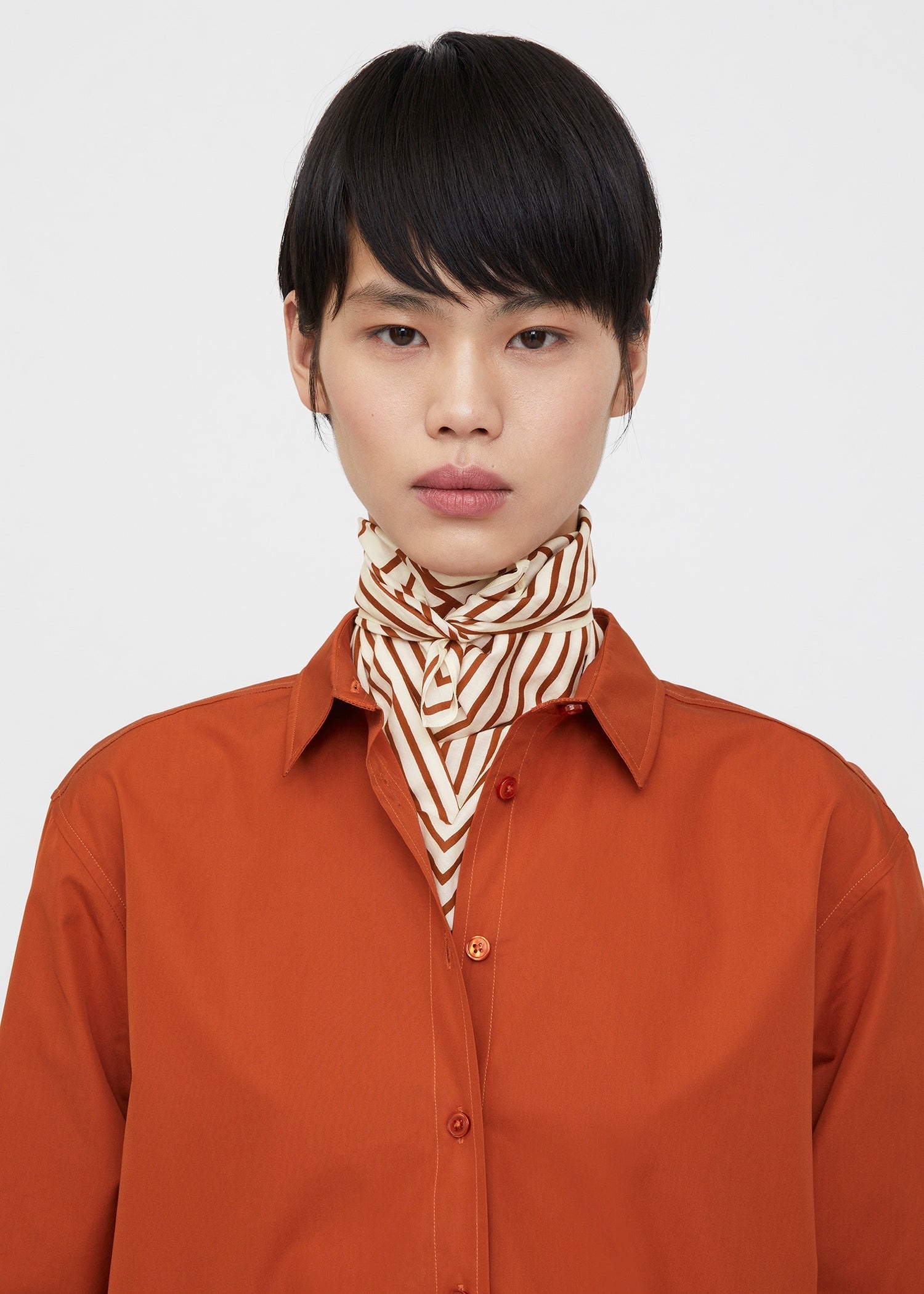 Signature monogram silk cotton scarf bloody mary - 4