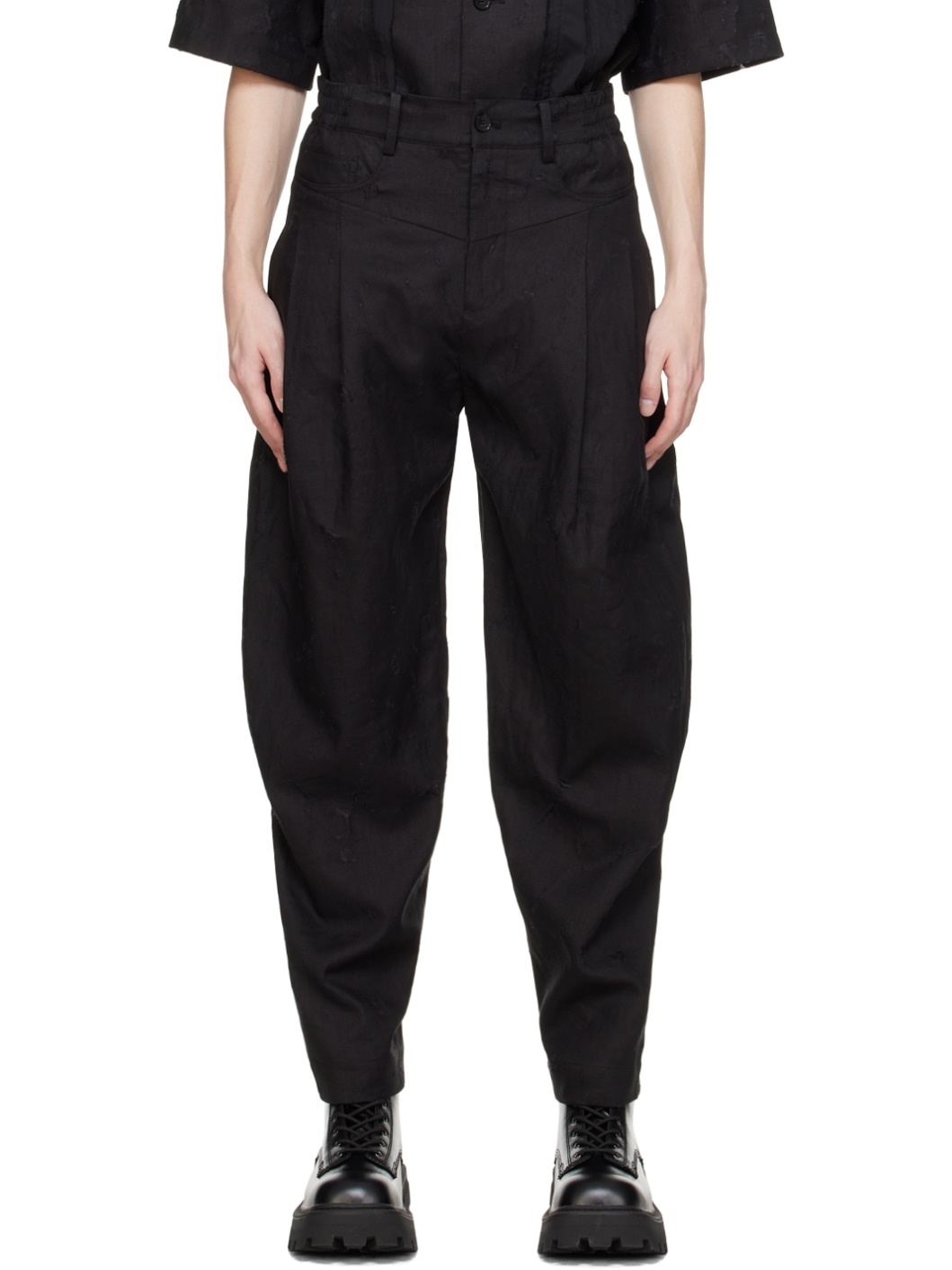 Black Distressed Trousers - 1