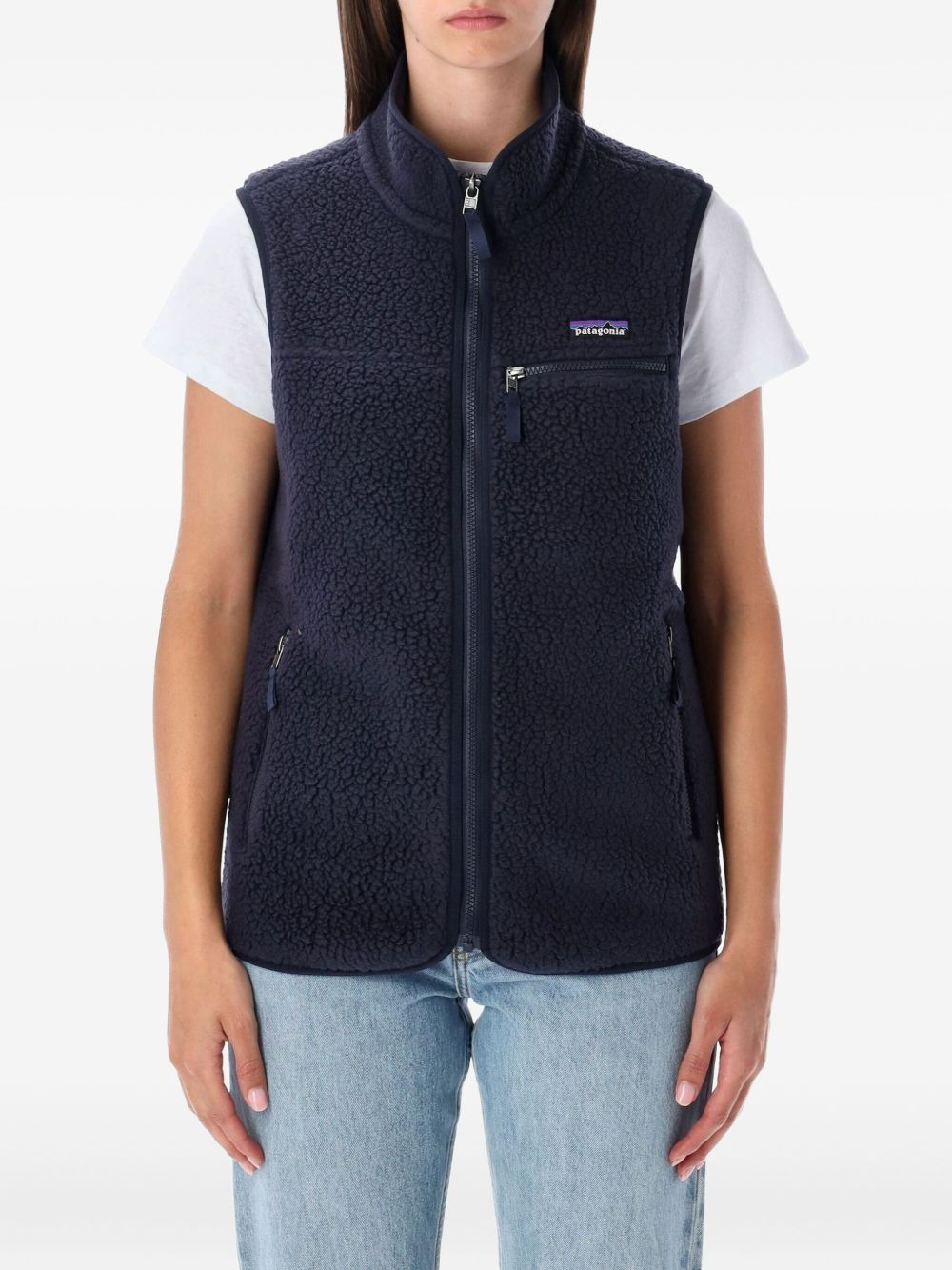 zip-front fleece vest - 1
