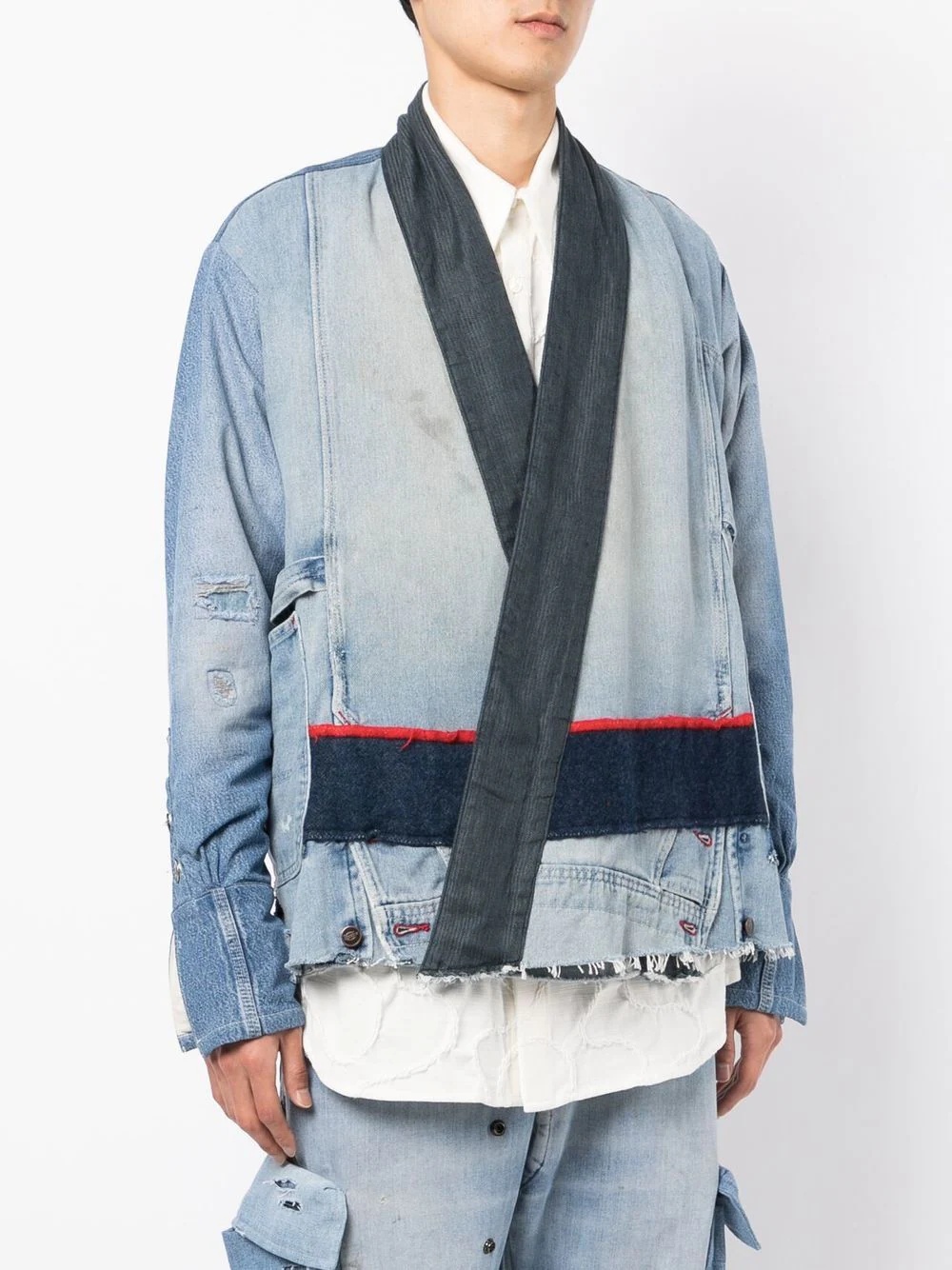 patchwork-style denim jacket - 3