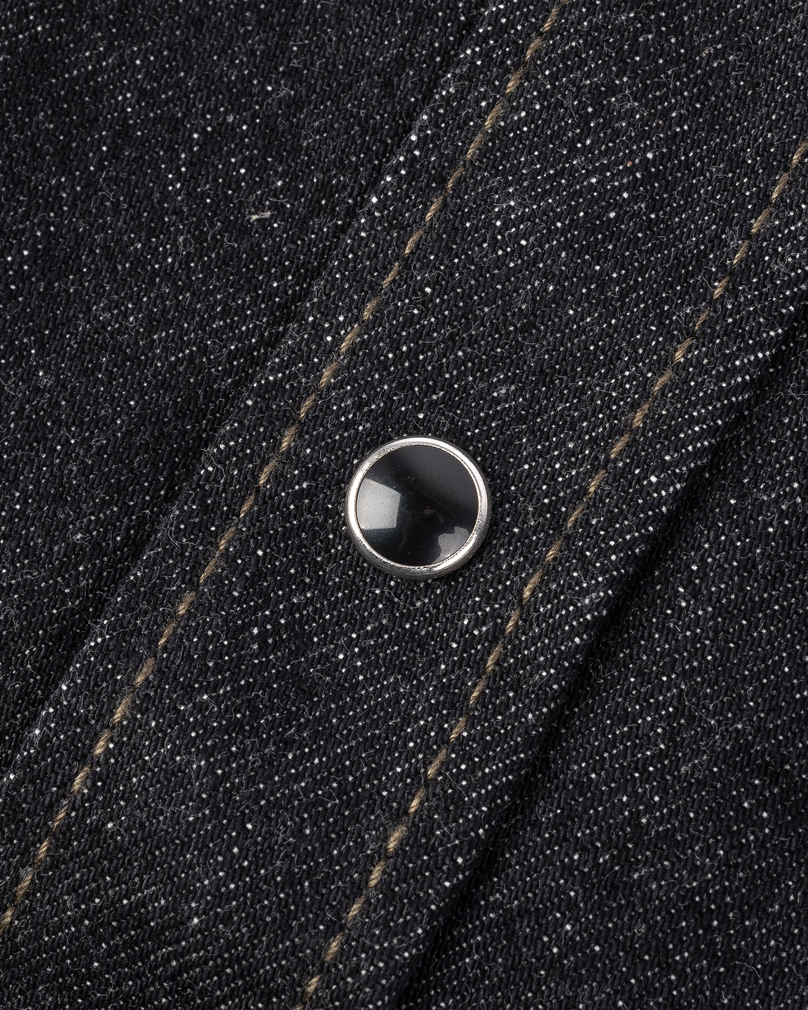 IHSH-326-BLK 12oz Selvedge Denim Work Shirt With Snaps - Black/Cream - 17