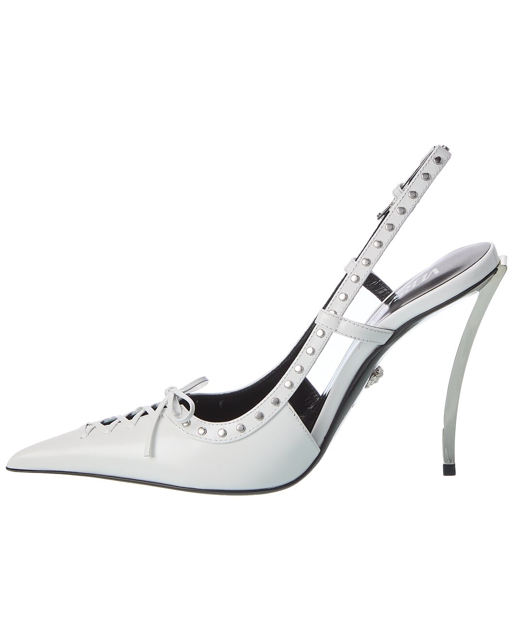 Versace Laced Pin-Point Leather Slingback Pump - 2