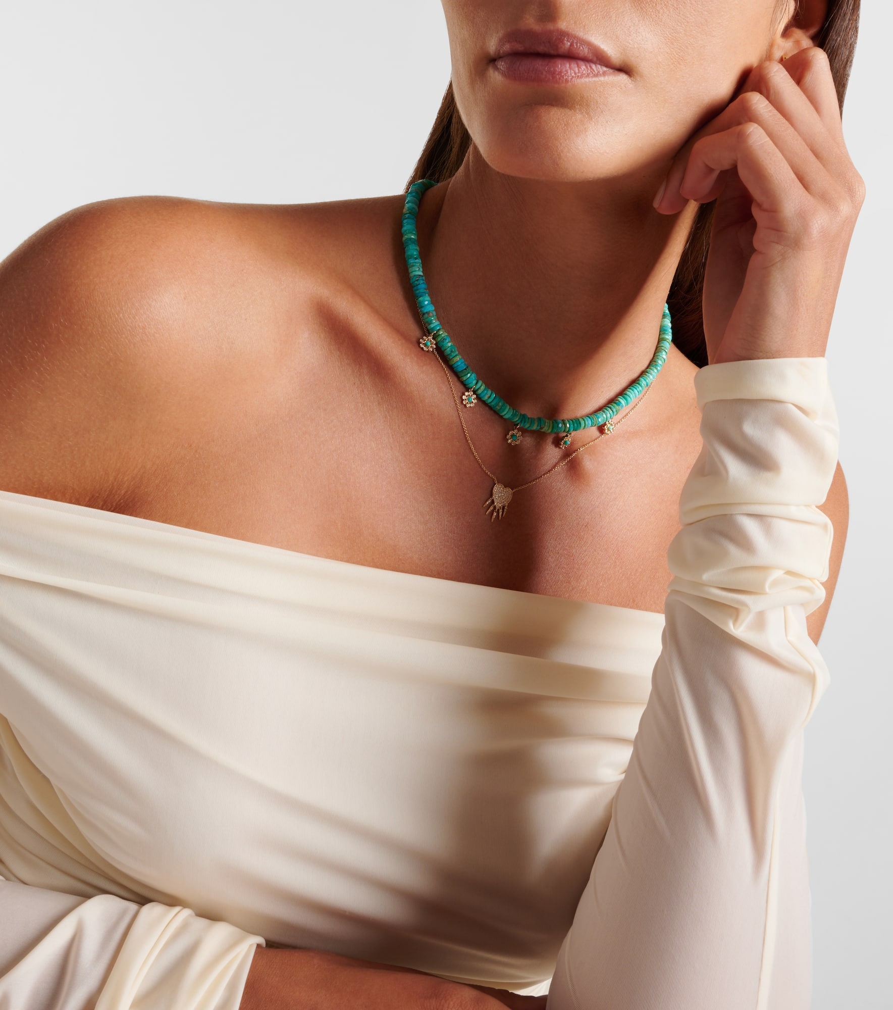 14kt gold necklace with diamonds - 2