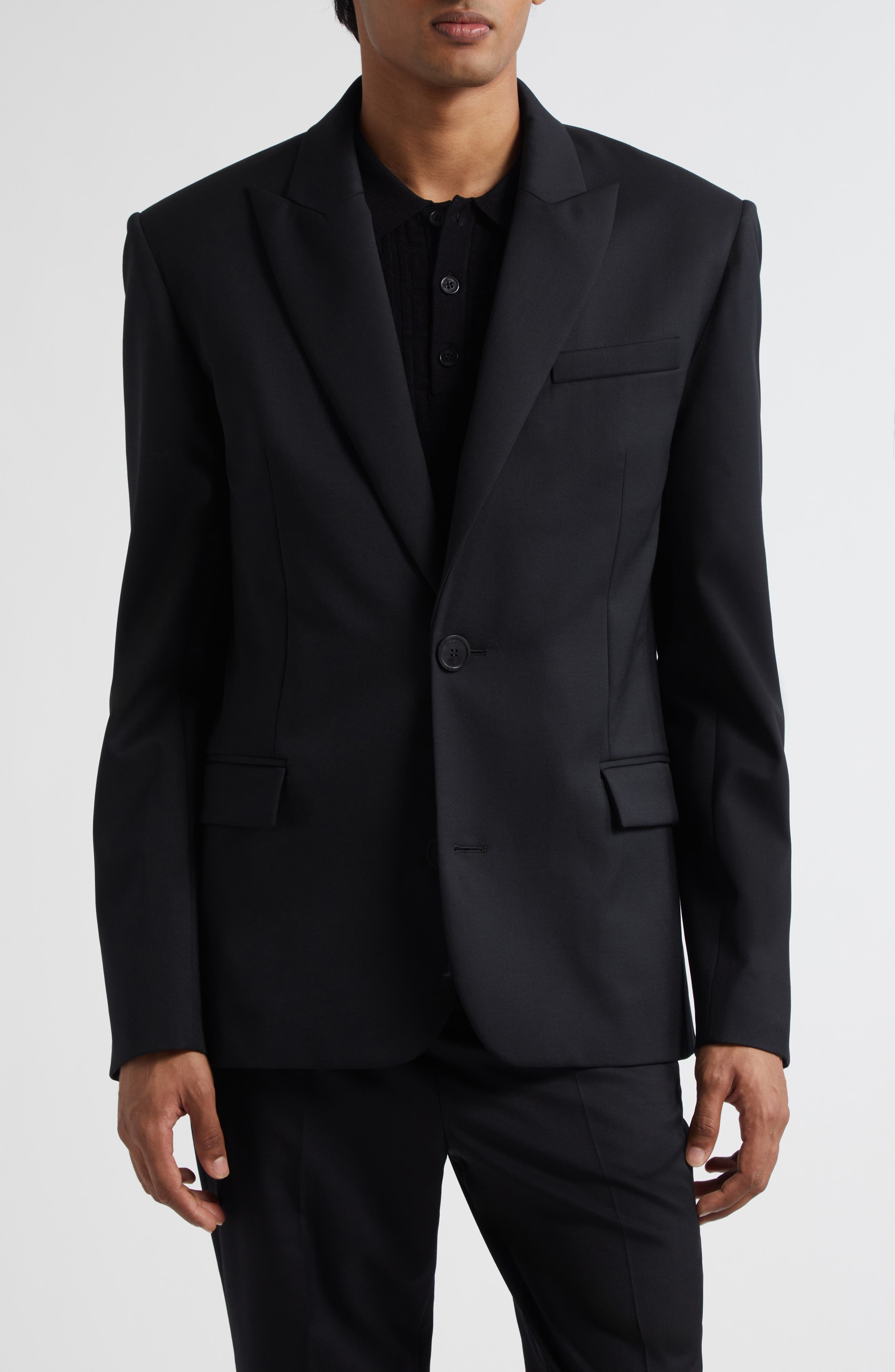 Balmain Wool Blazer in 0Pa Black at Nordstrom - 1
