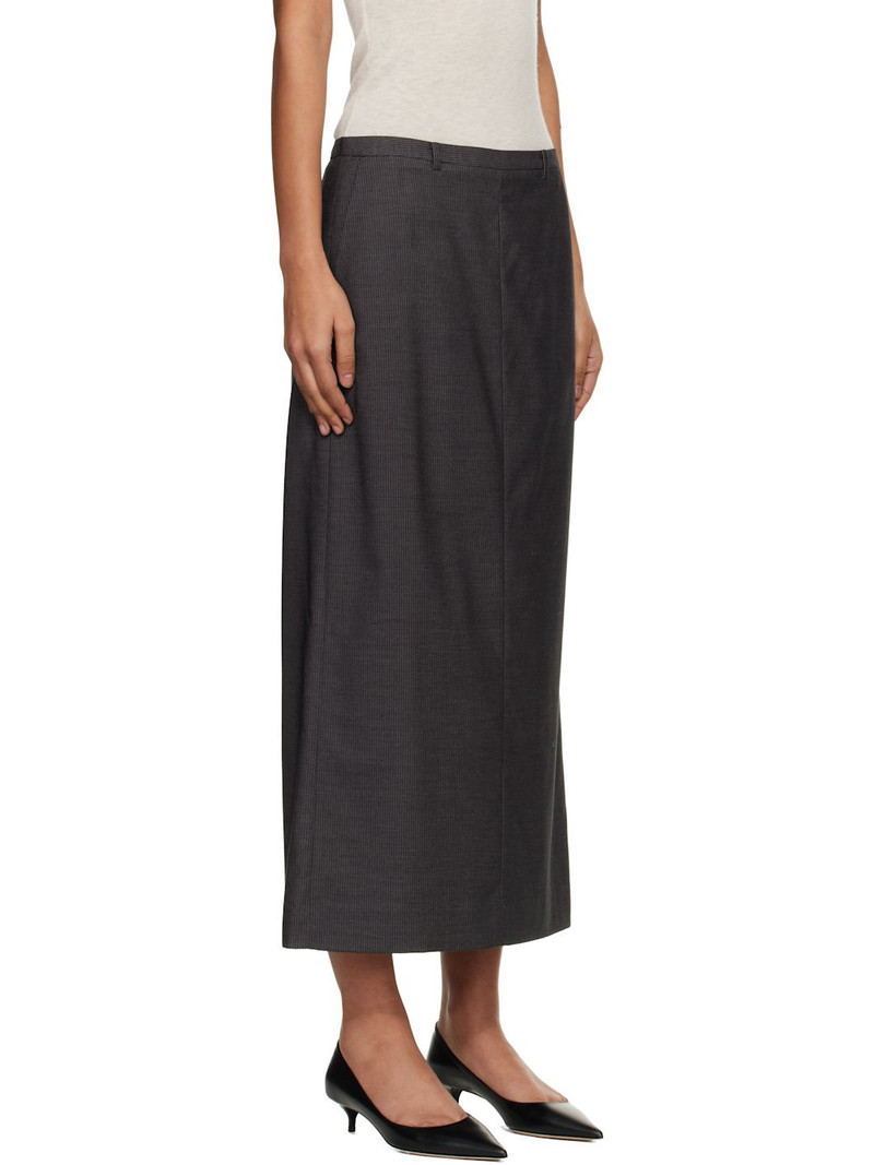 Gray H-Line Striped Maxi Skirt 2
