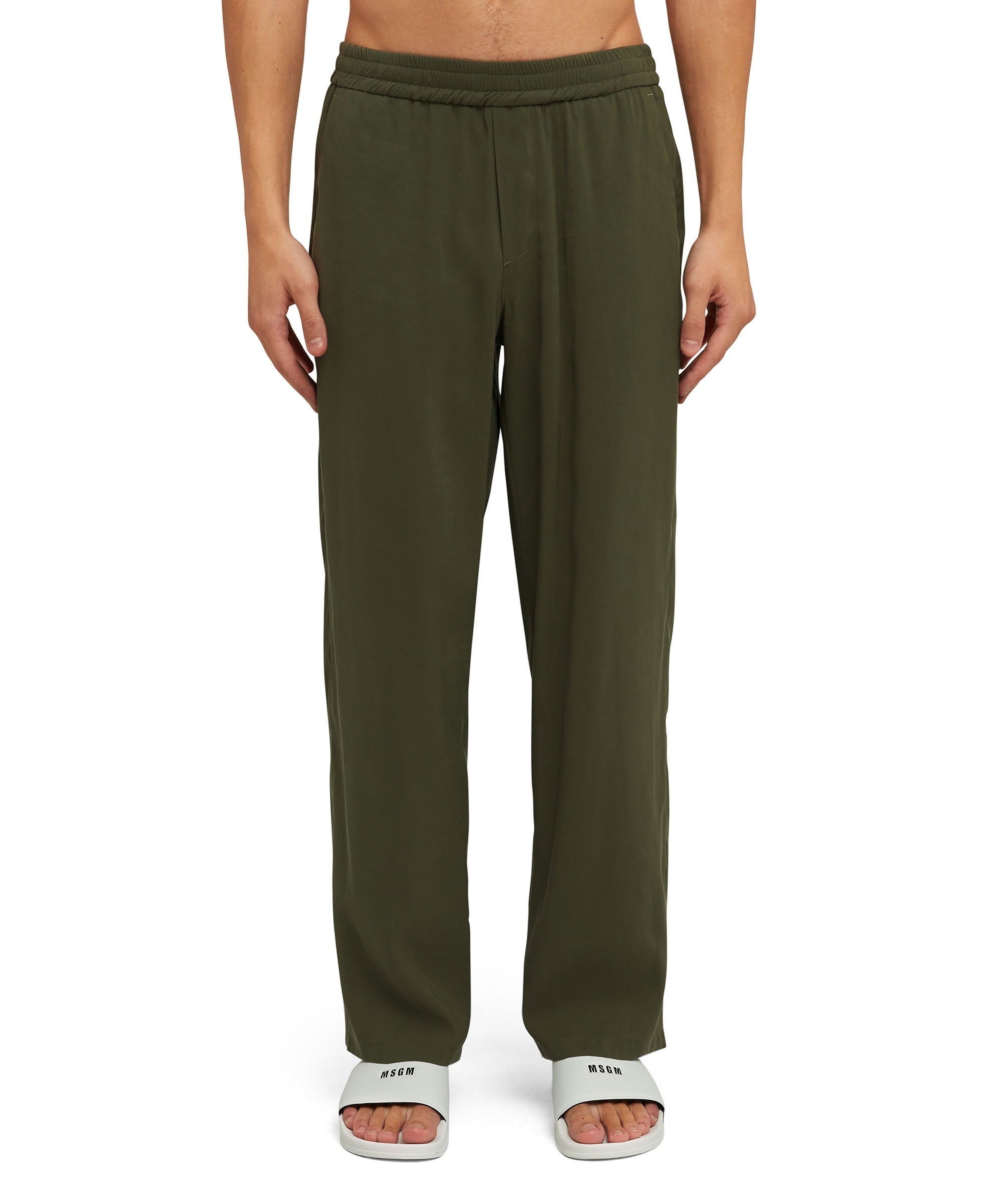 Solid color viscose fluid pants with straight legs - 1