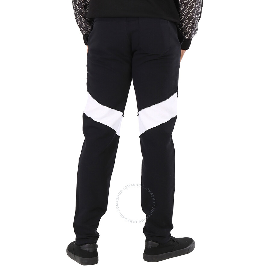 Balmain Men's Black/White Monogram-patch Cotton Joggers - 6