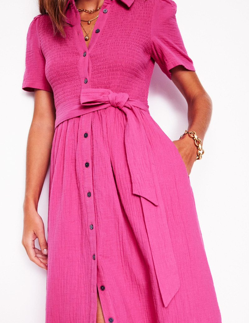 Amber Double Cloth Midi Dress-Cosmos Pink 3