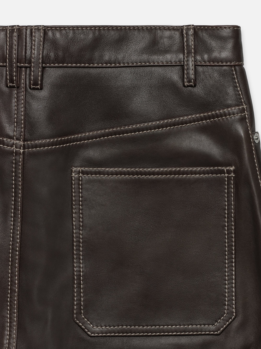 Leather Straight Leg Trousers in Marron - 2