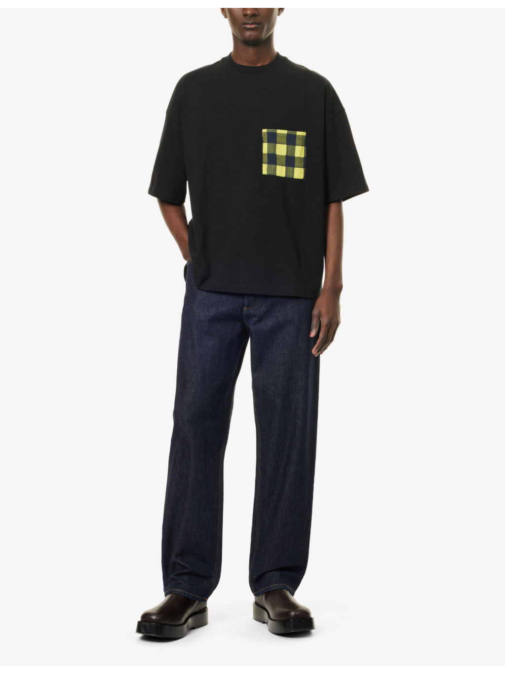 Gingham Pocket crew-neck cotton T-shirt - 2