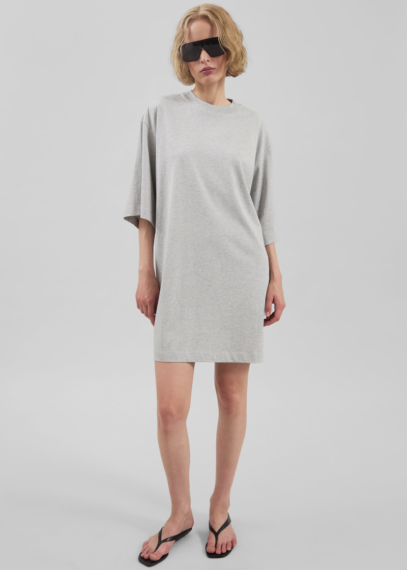 Loulou de Saison Ayaz Oversized T-Shirt Dress - Grey Melange 4