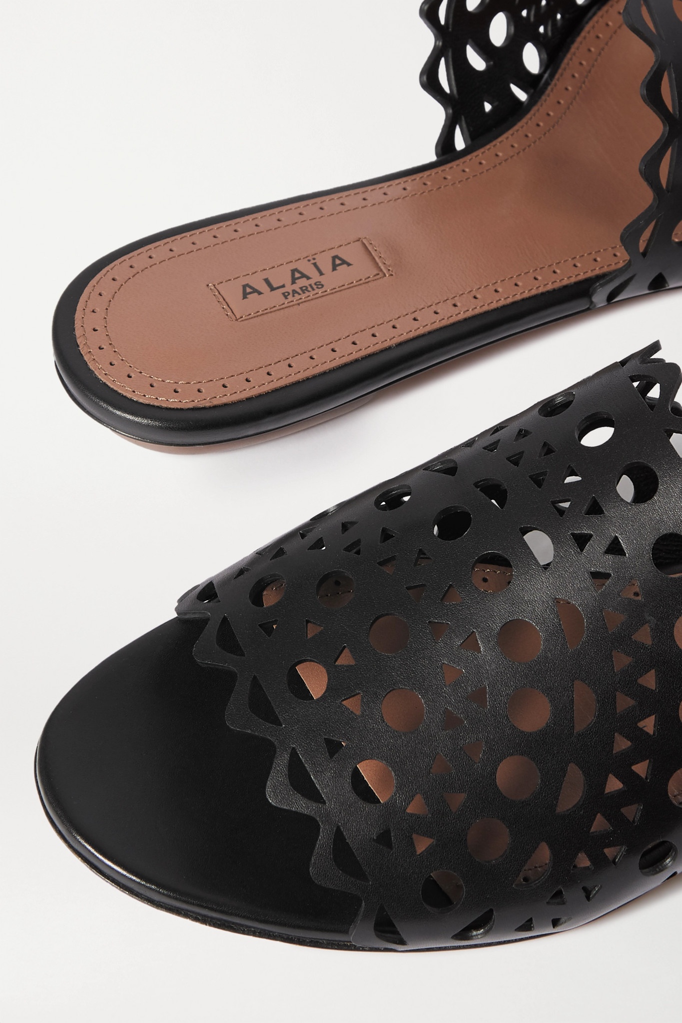 Laser-cut suede slides - 6