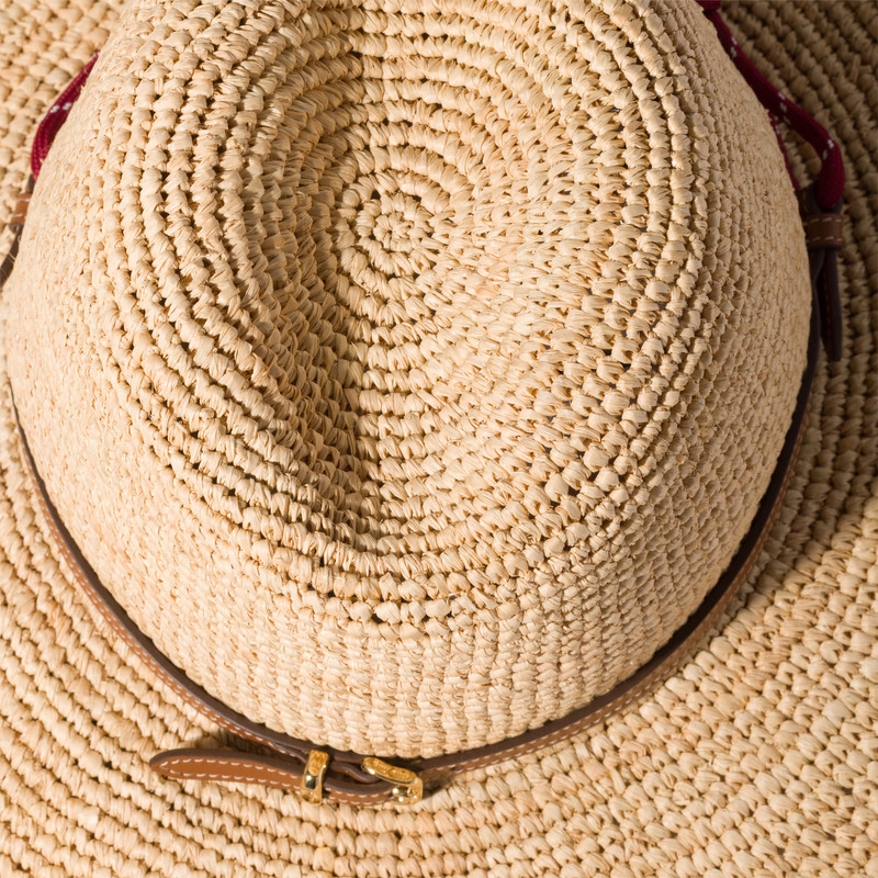 Raffia and leather hat 3