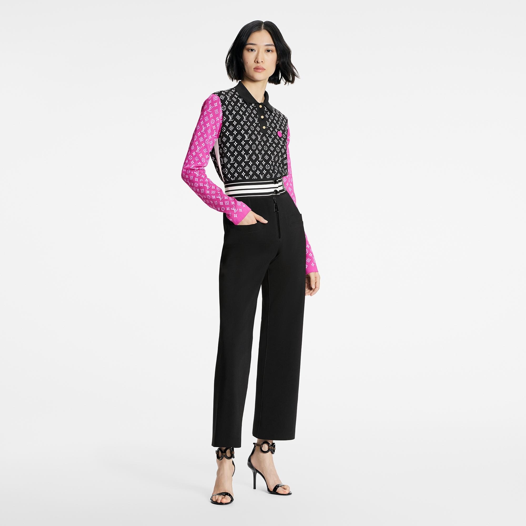 Fuchsia Accent Polo Knit Top - 2