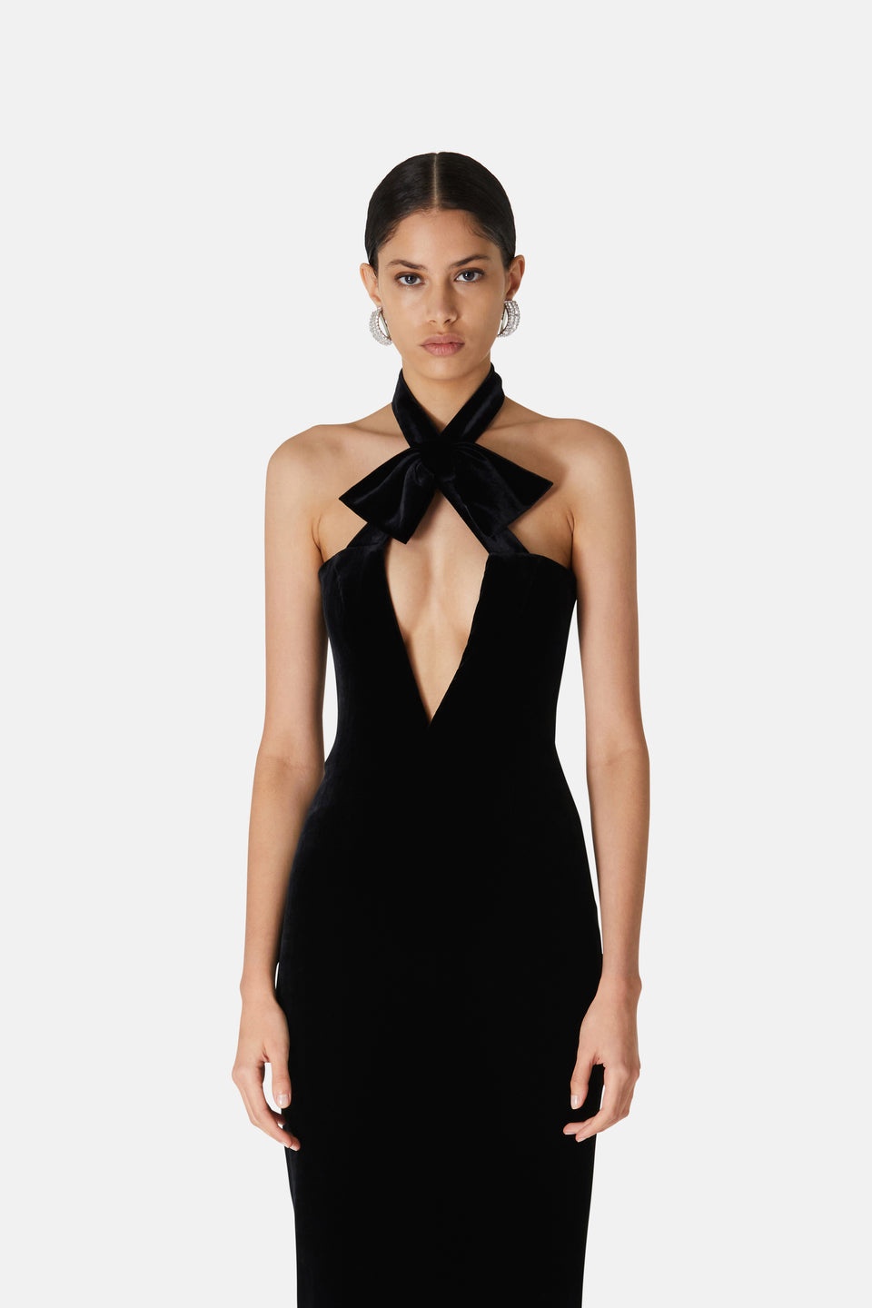 VELVET BUSTIER EVENING DRESS WITH BOW - 6