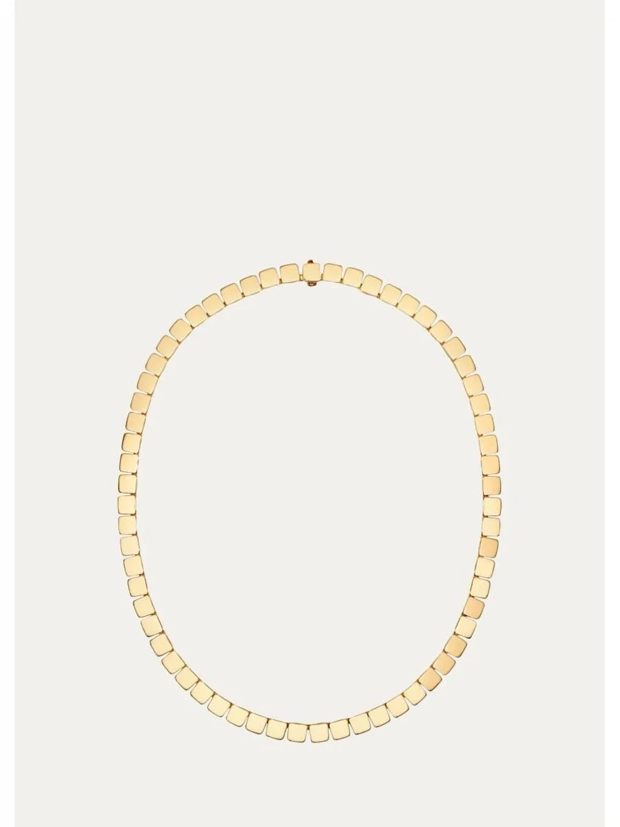 18K Yellow Gold Medium Tile Necklace - 1