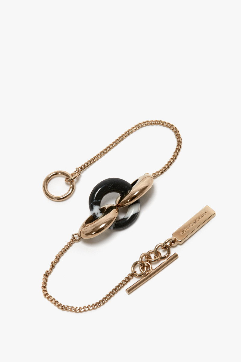 Victoria Beckham Exclusive Resin Charm Bracelet In Light Gold-Black outlook