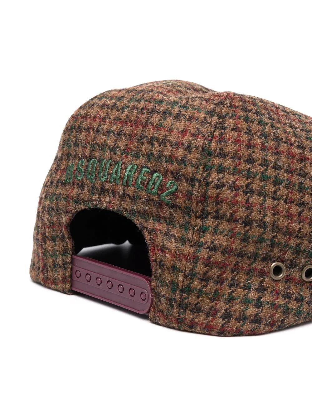 logo-embroidered houndstooth flat cap - 2