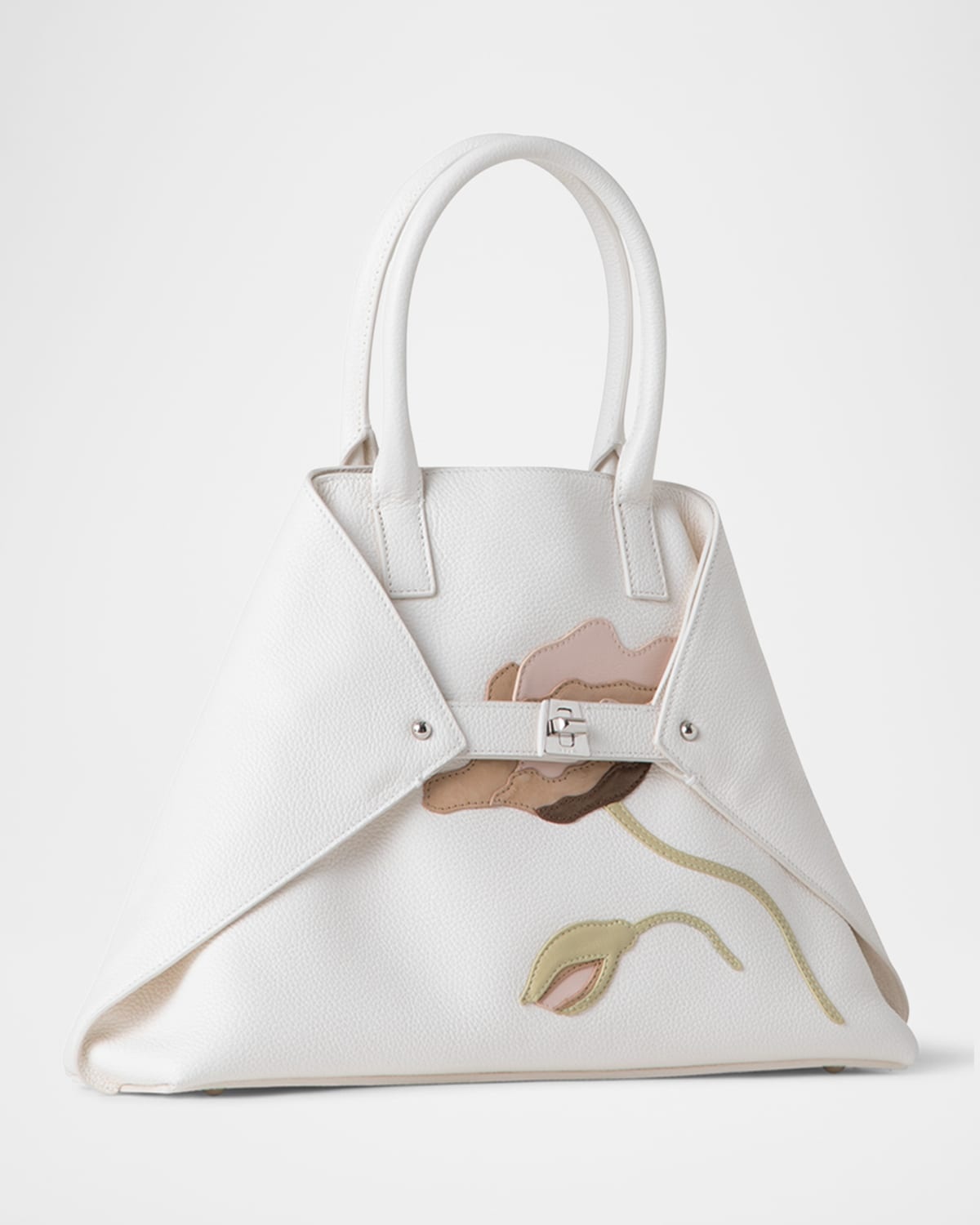 Ai Small Flower Leather Top-Handle Bag - 3