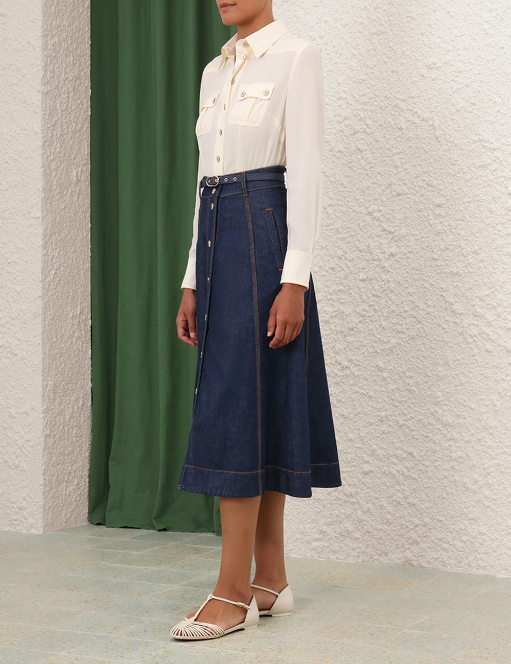 A LINE DENIM SKIRT - 3