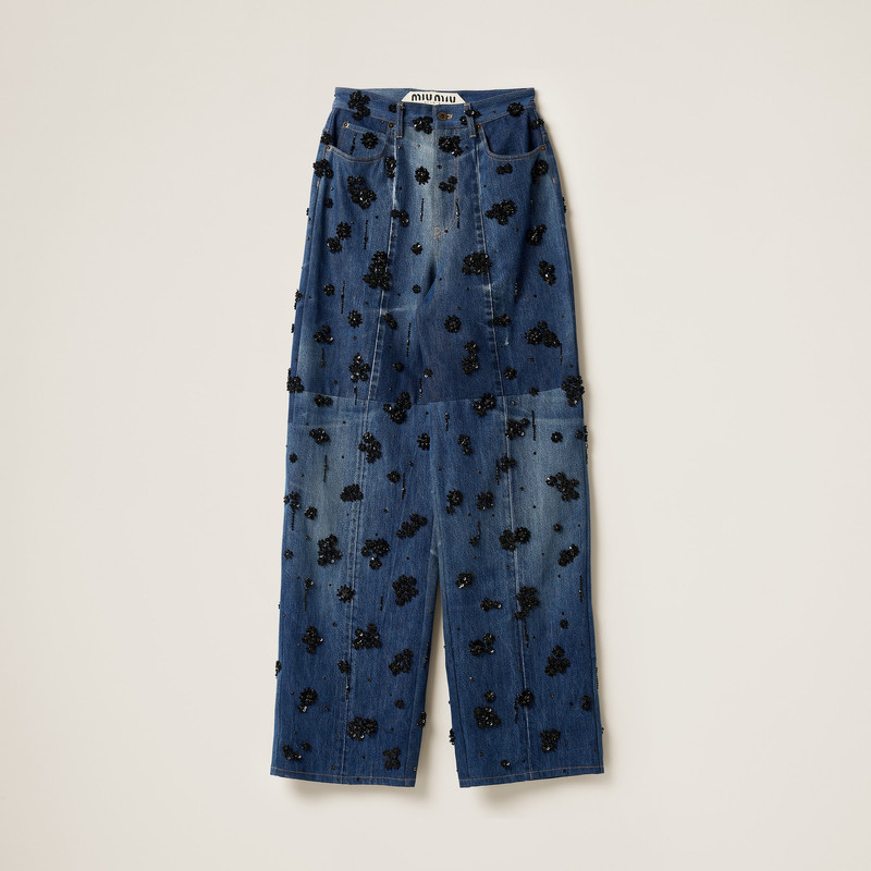 Embellished five-pocket denim jeans 1