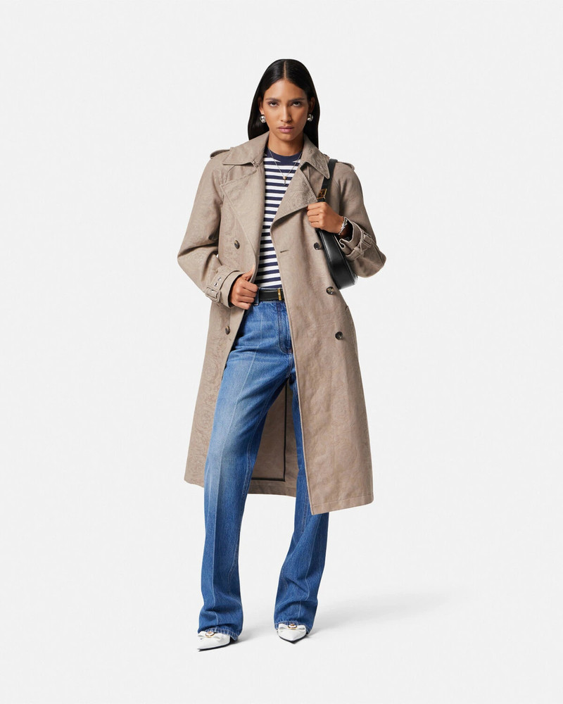 VERSACE Barocco Jacquard Trench Coat outlook