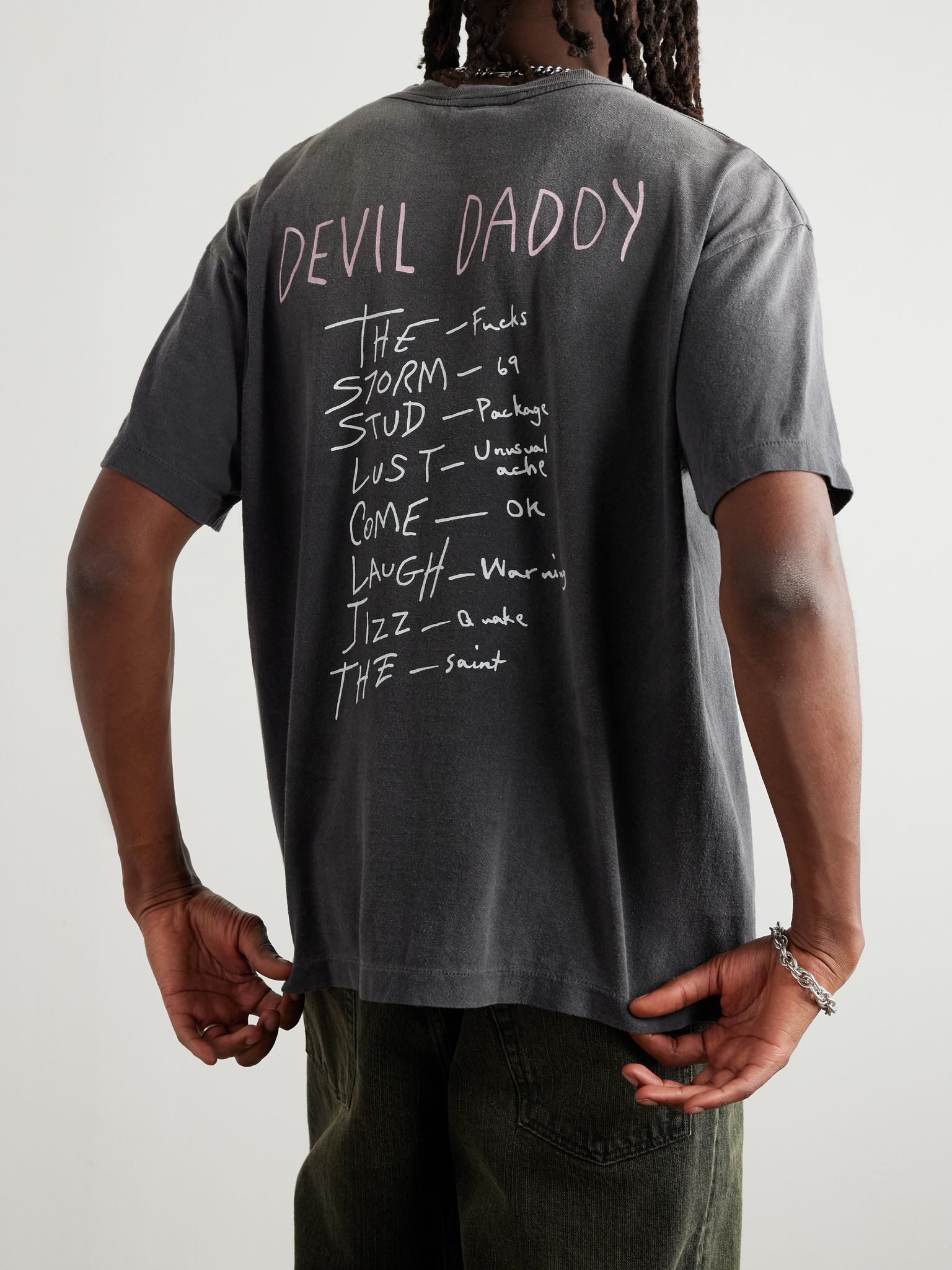 Angel Tee Distressed Printed Cotton-Jersey T-Shirt Black - 4